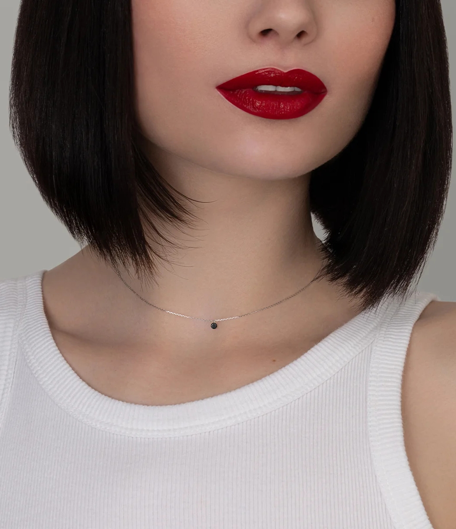 Black 360° Necklace with 0.10 Black Diamond, Rose Gold
