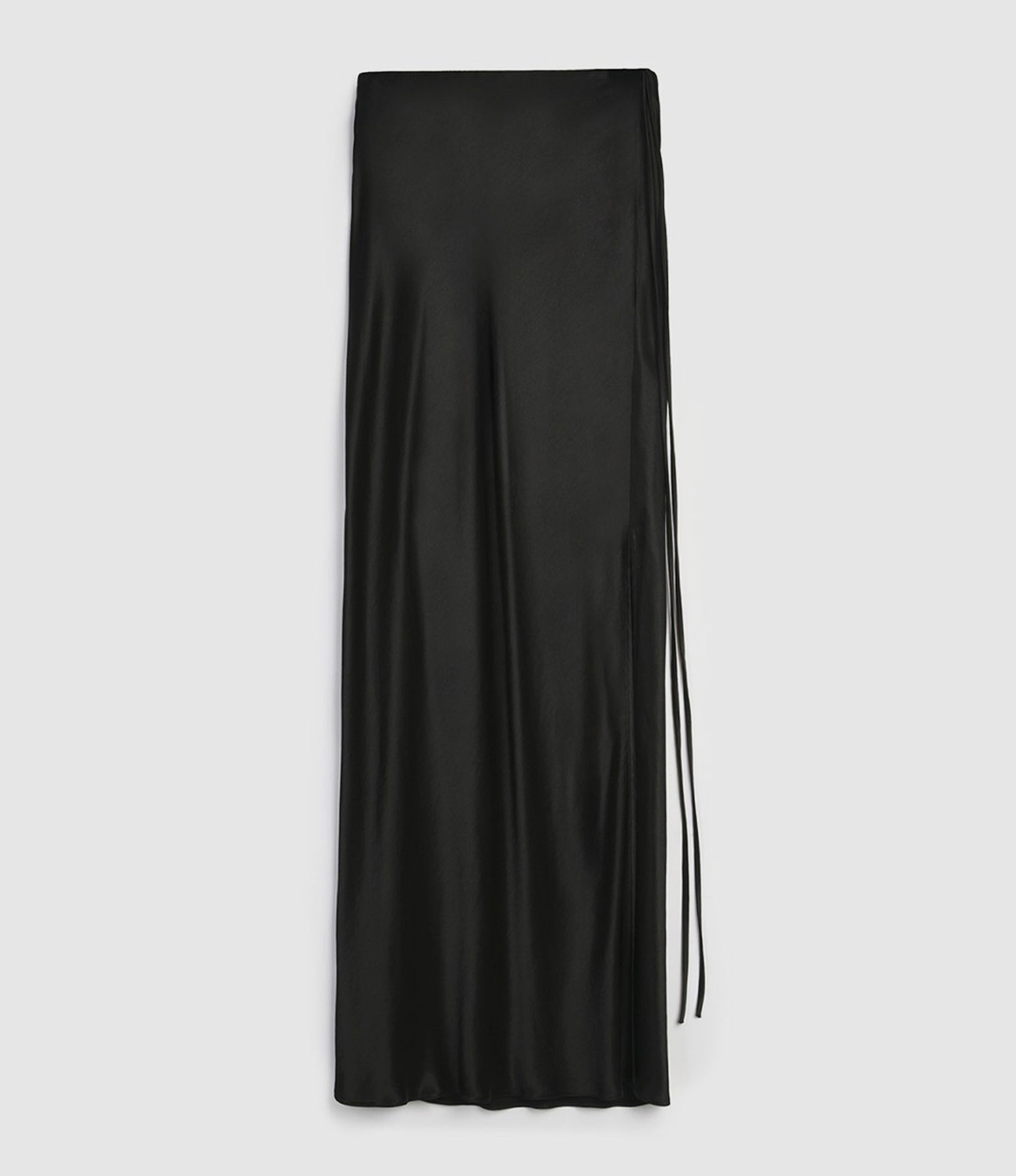 Kory Black Satin Maxi Skirt