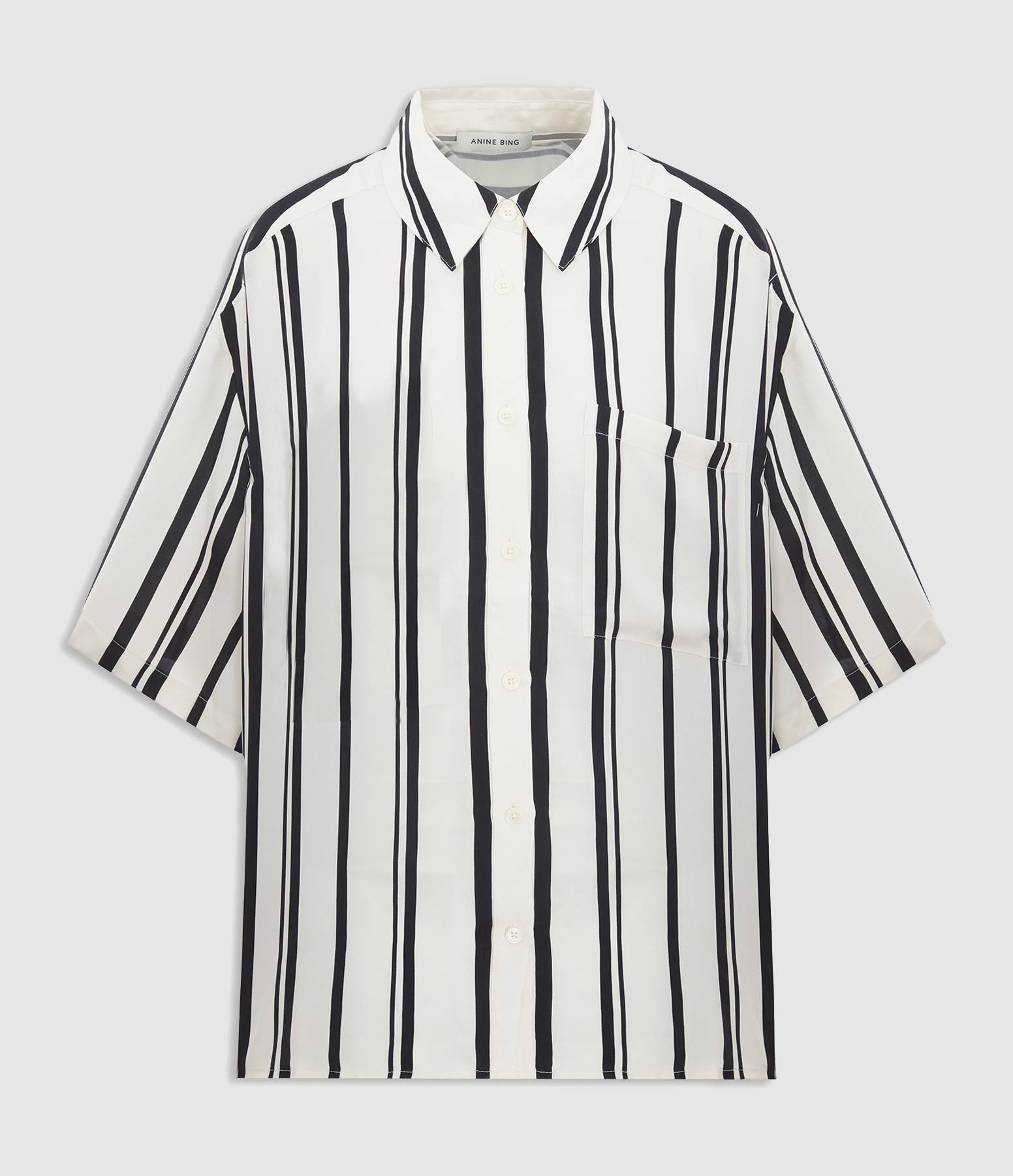 Coco Monogram Stripe Shirt in Ivory and Black