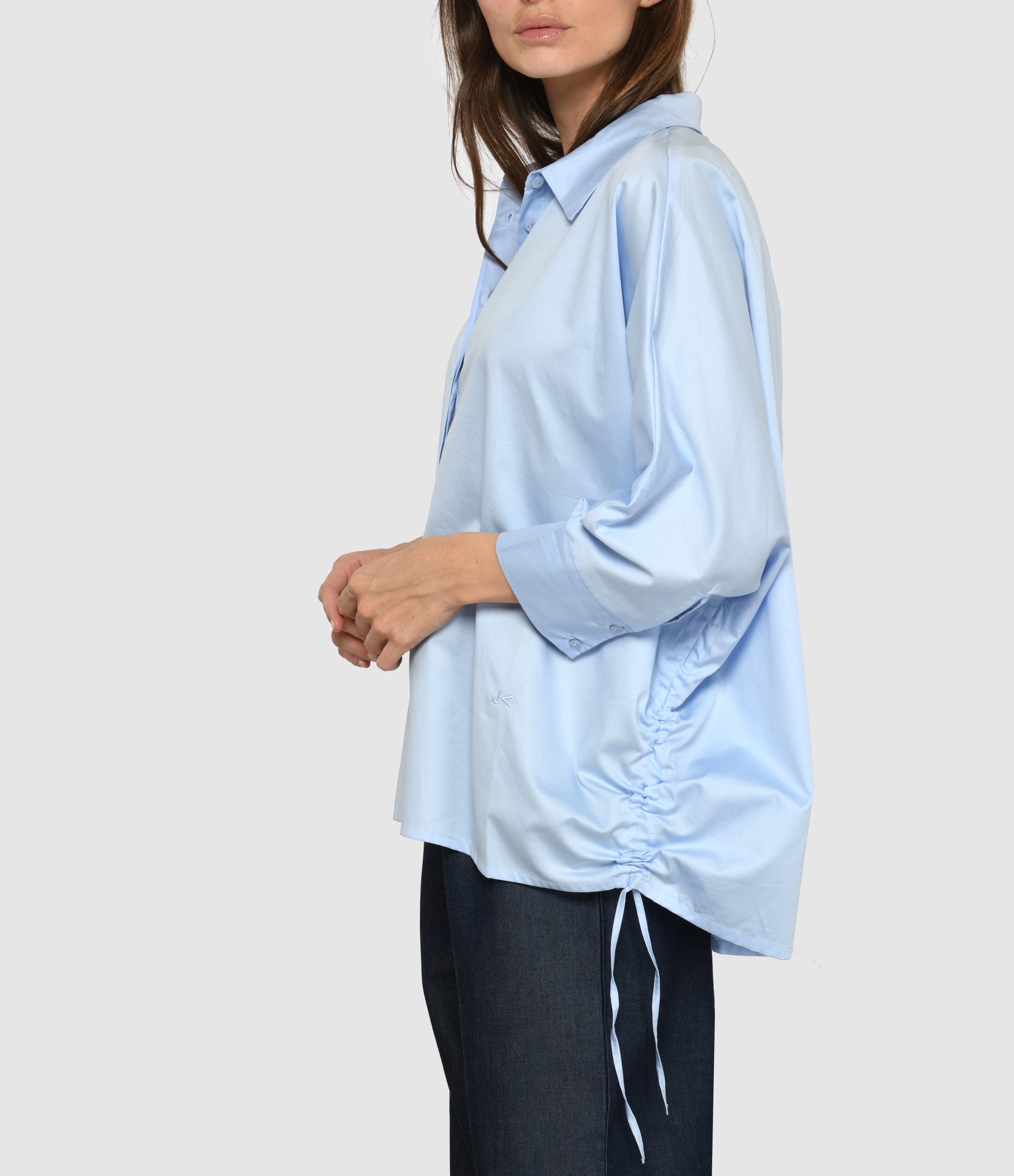 Prisca Blue Satin Poplin Shirt