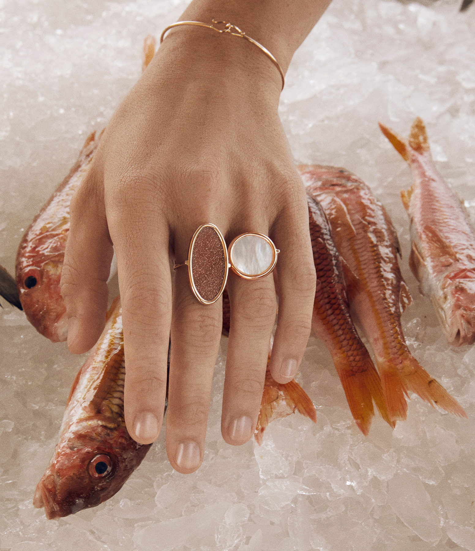 Ellipse Gold Sandstone Rose Gold Ring