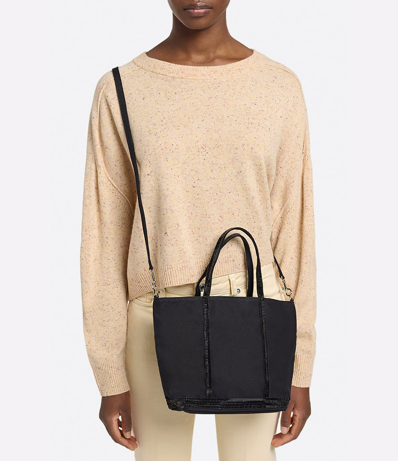 Black Canvas Tote Bag with Zip (Size S)
