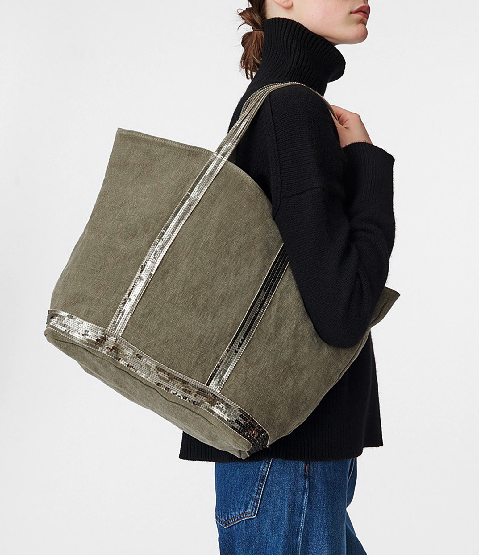 Khaki ‘L Lin’ Tote Bag with Zip