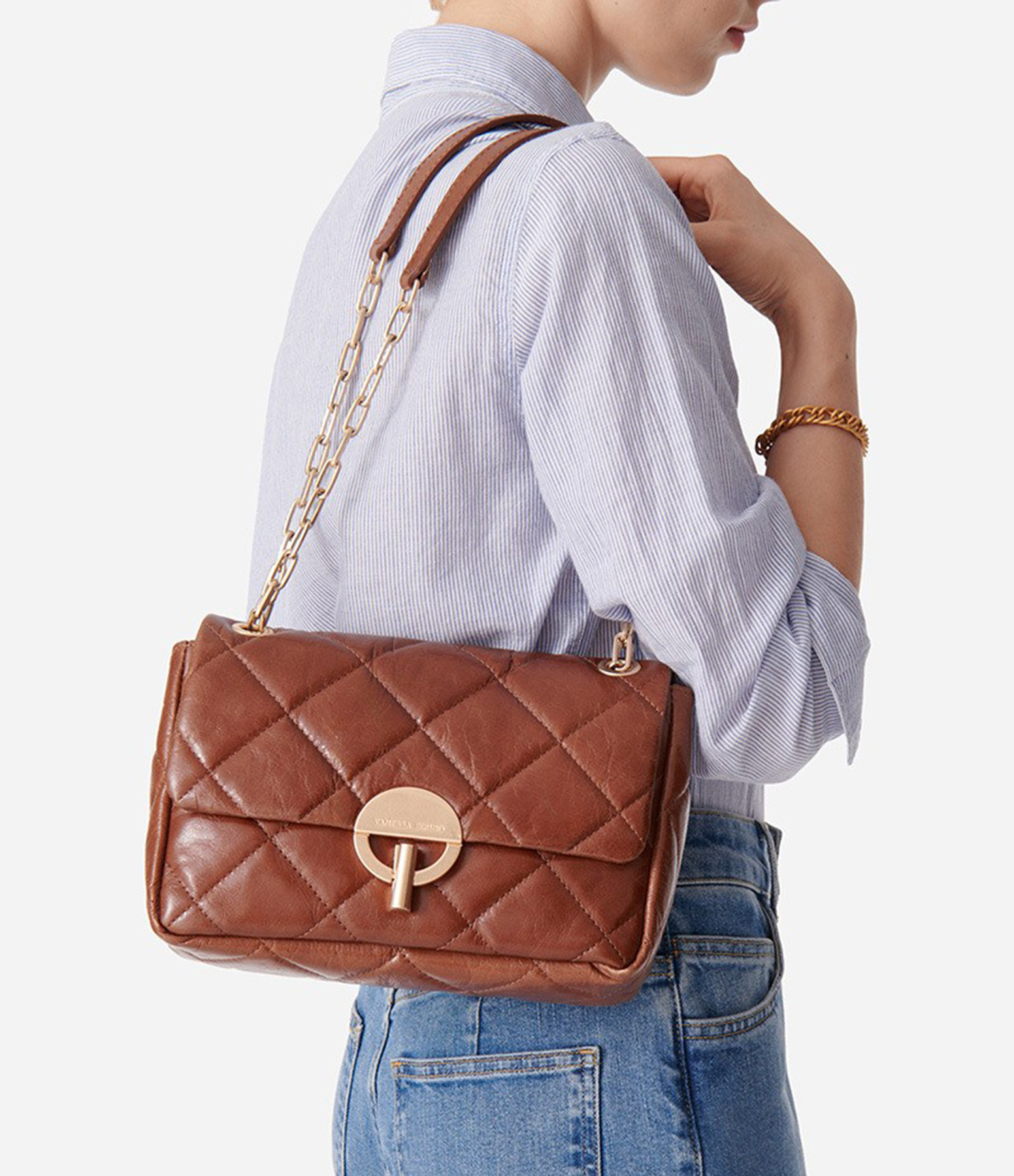 Large Moon Bag in Havana Patent Leather