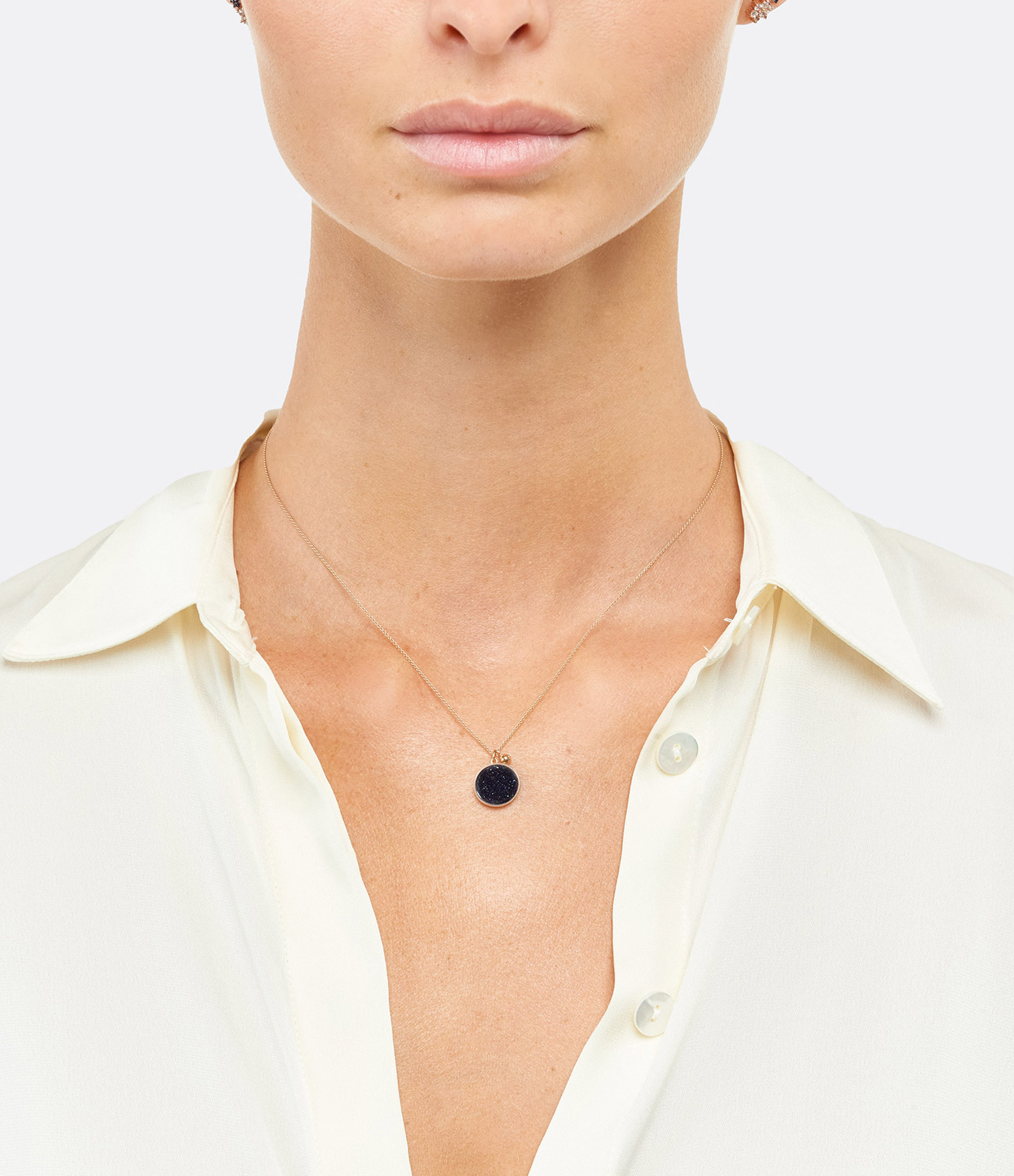 Ever Disc Necklace in Blue Sand Stone and Rose Gold