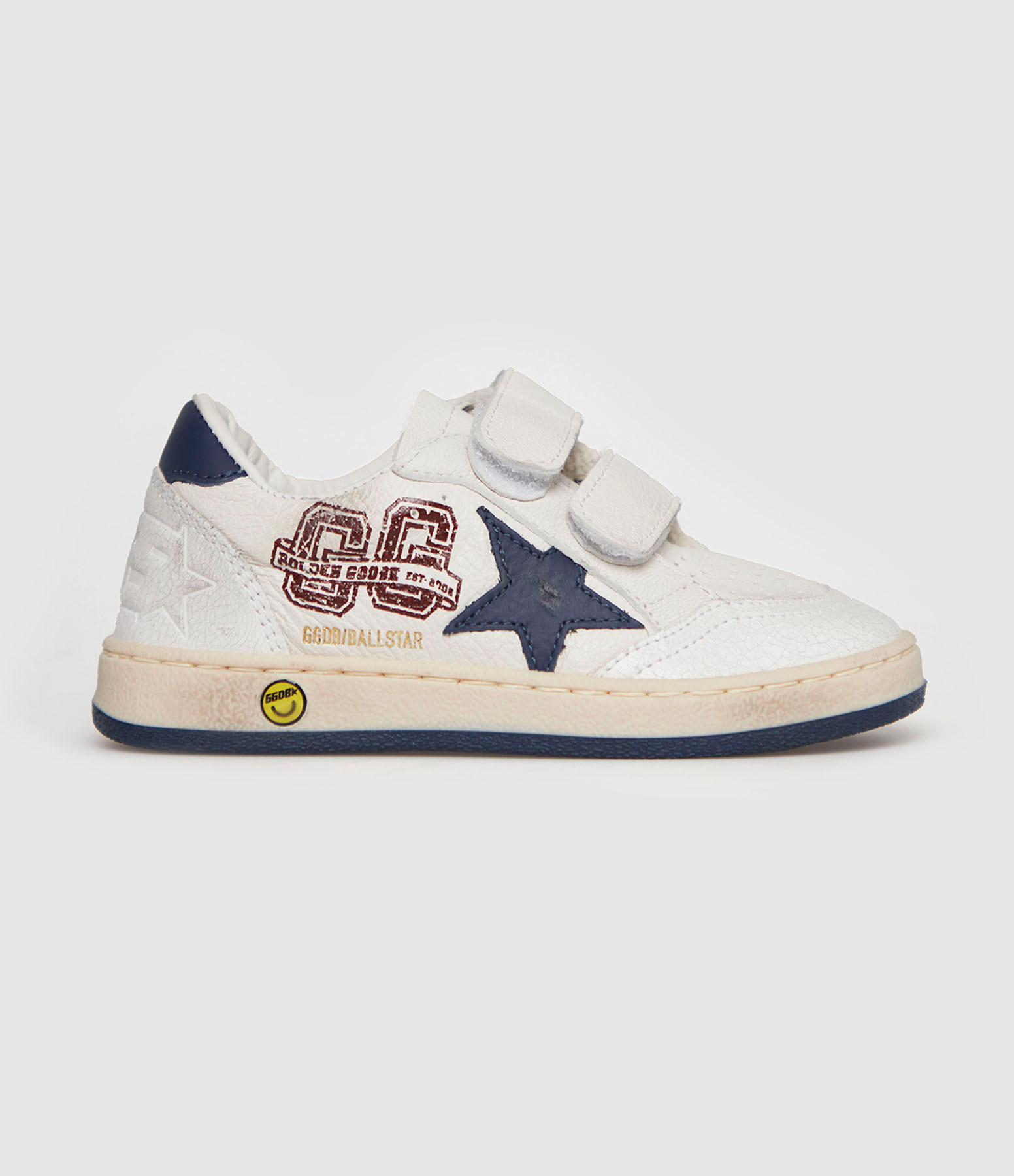 Ballstar Strap Baby Trainers – White and Medieval Blue