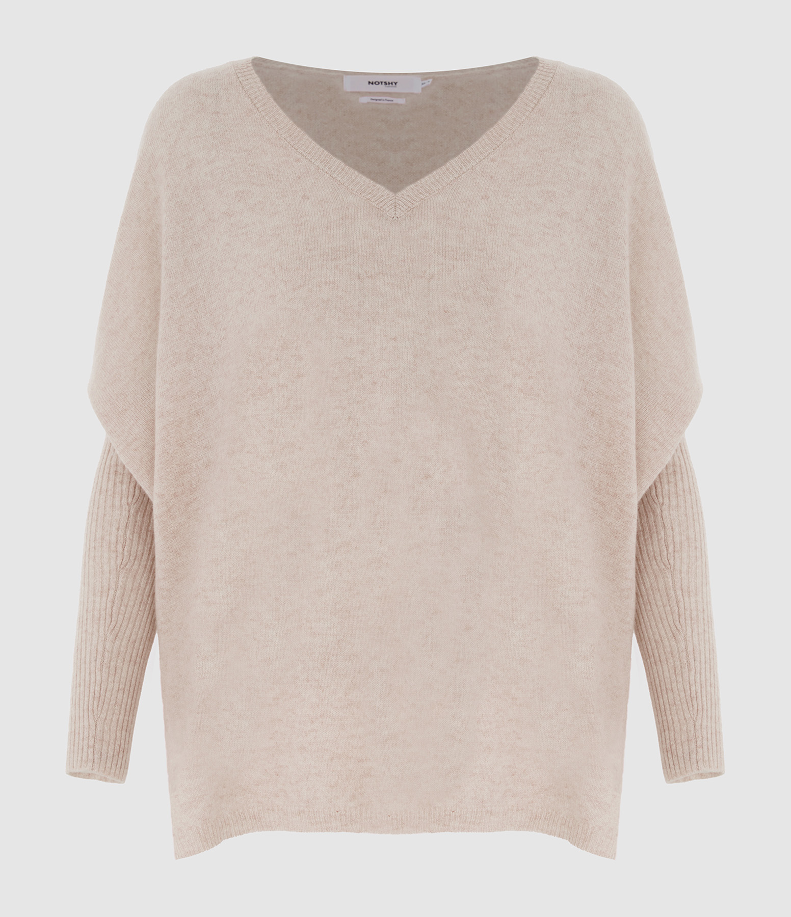 Faustine V-neck Cashmere Poncho Jumper in Sandstone