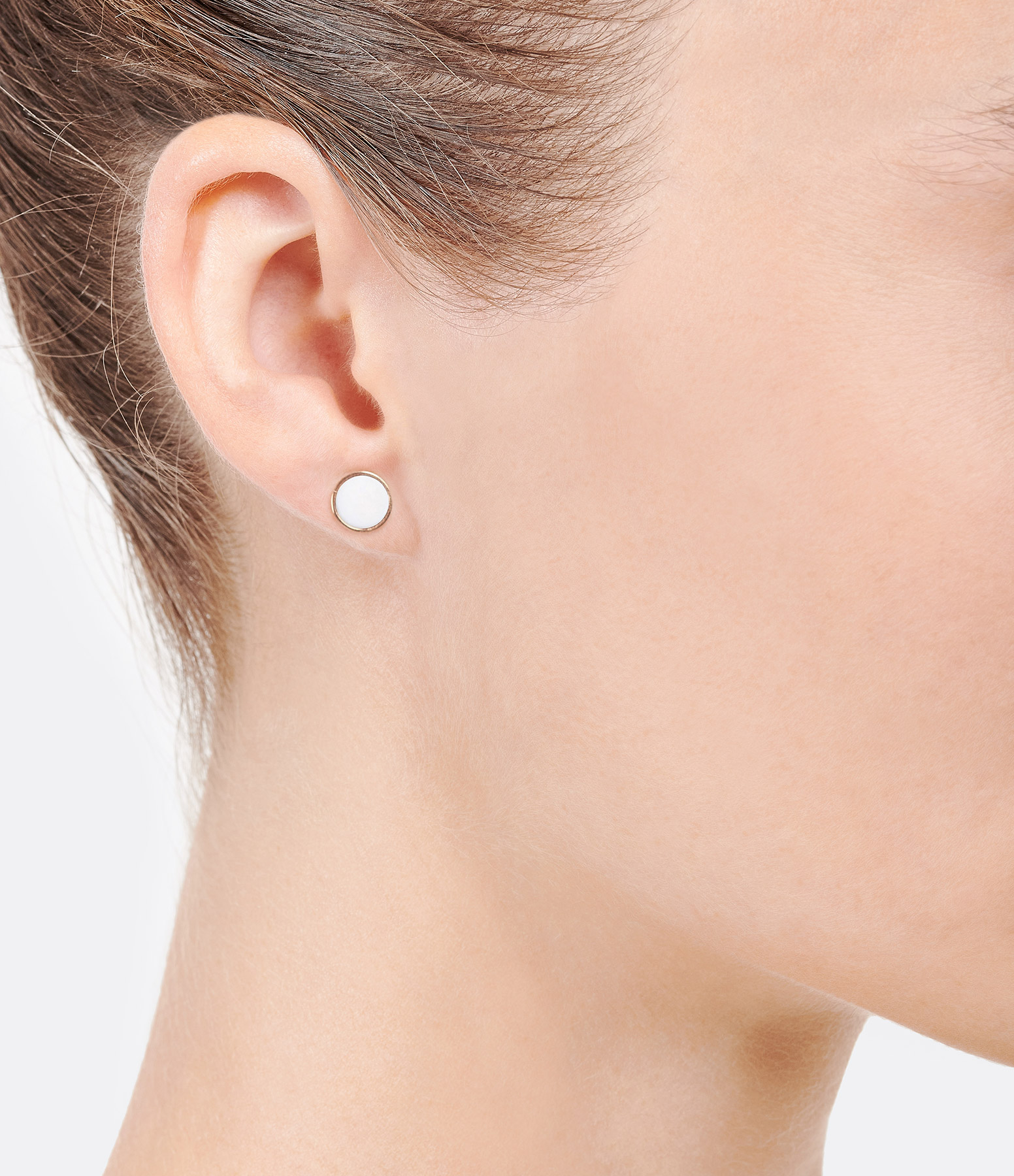 Ever Disc White Agate Rose Gold Earring (sold individually)