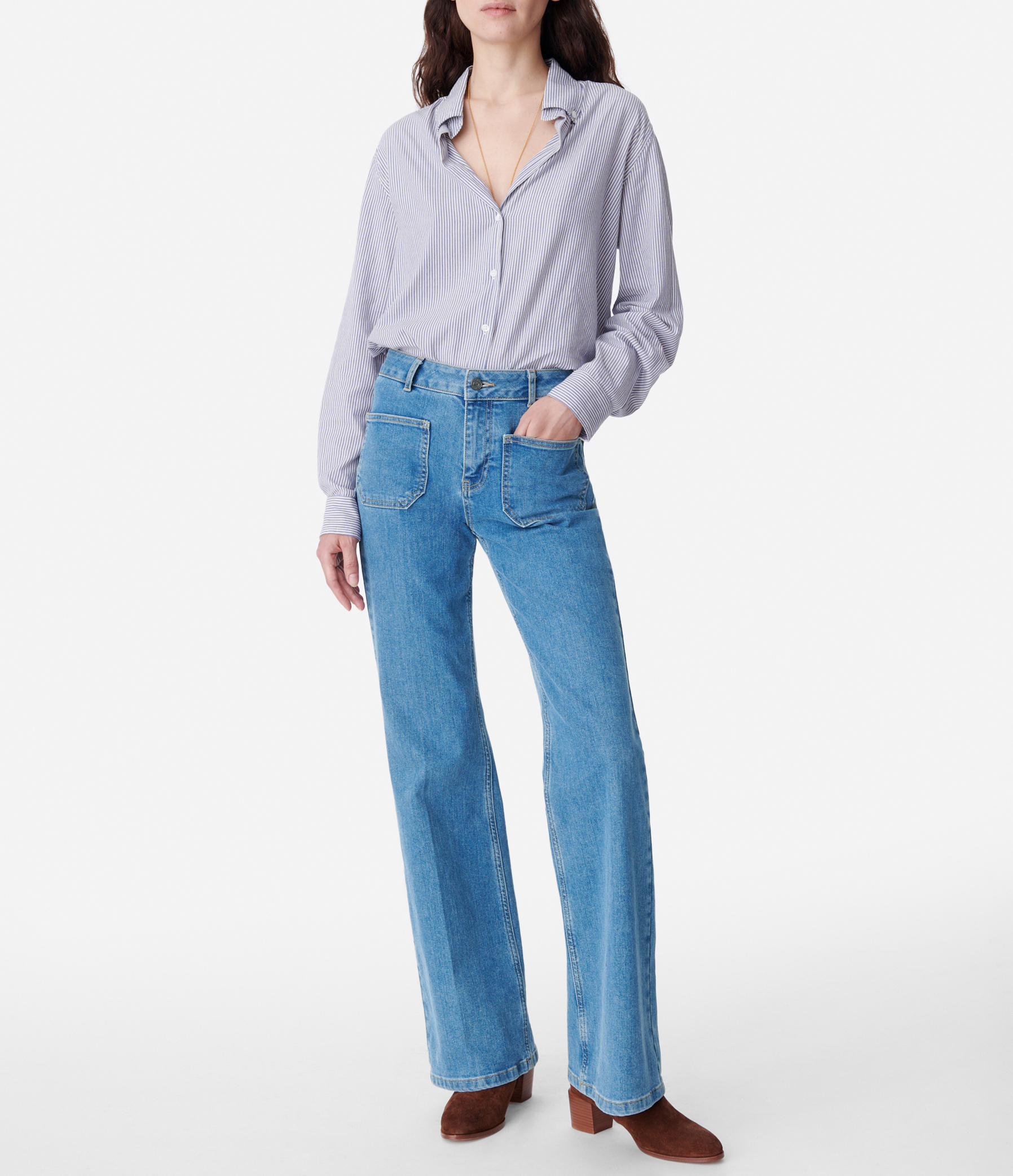 Druyat Ecru Striped Shirt