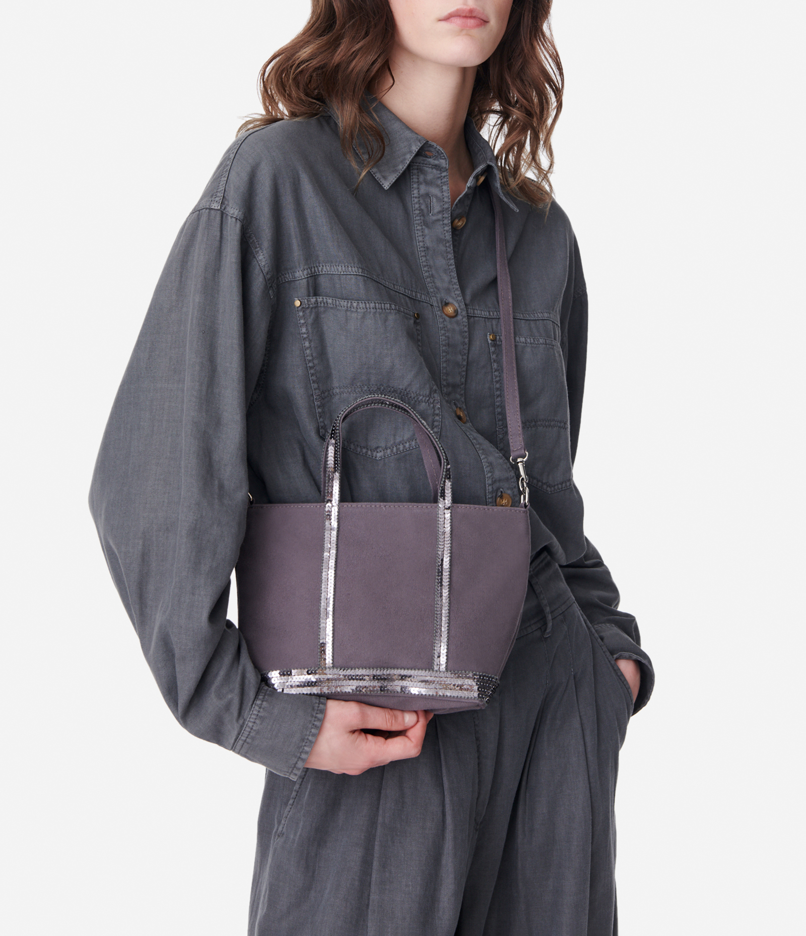 XS Canvas Tote Bag with Zip, Anthracite