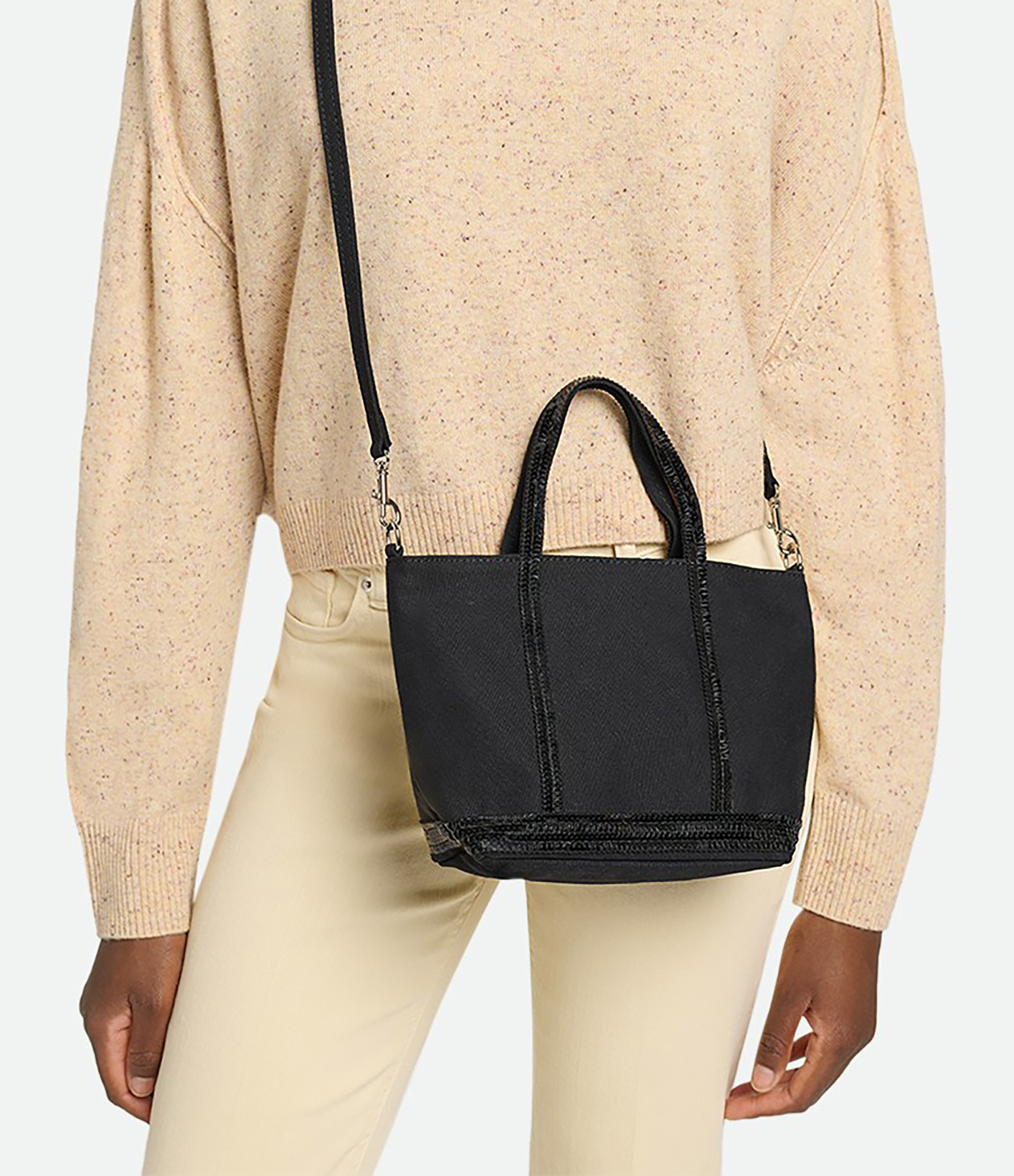 Black XS Canvas Tote Bag with Zip