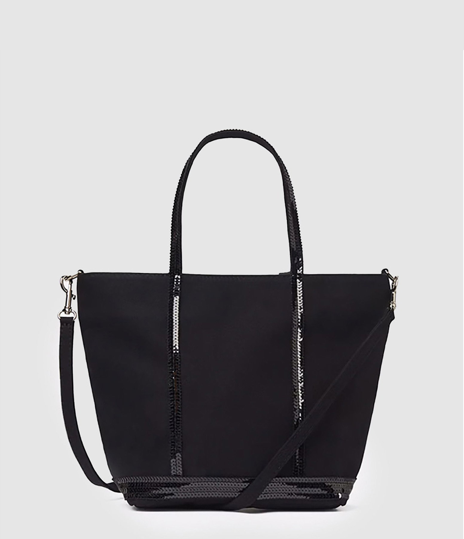 Black Canvas Tote Bag with Zip (Size S)
