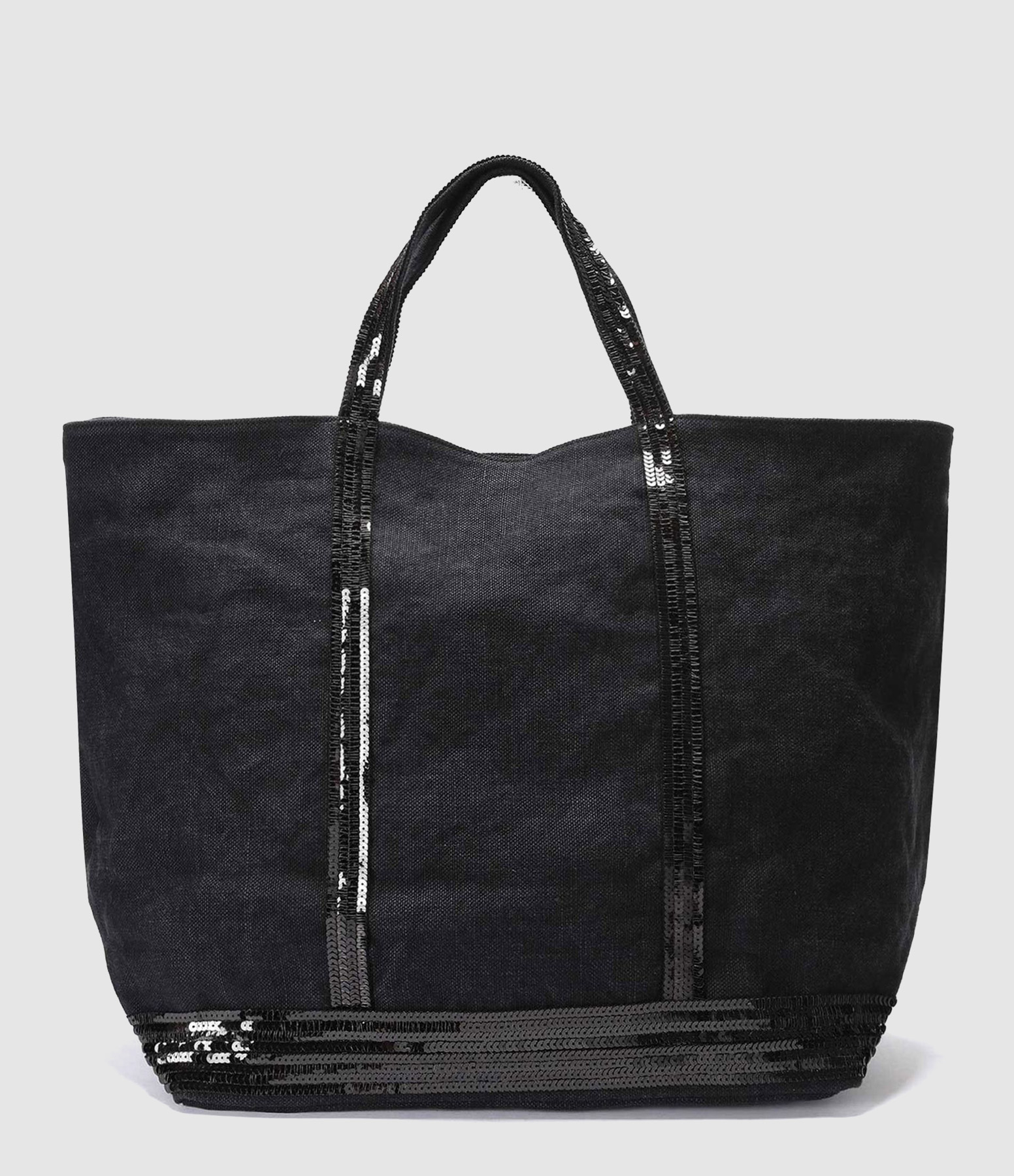 Large Black Linen Tote Bag
