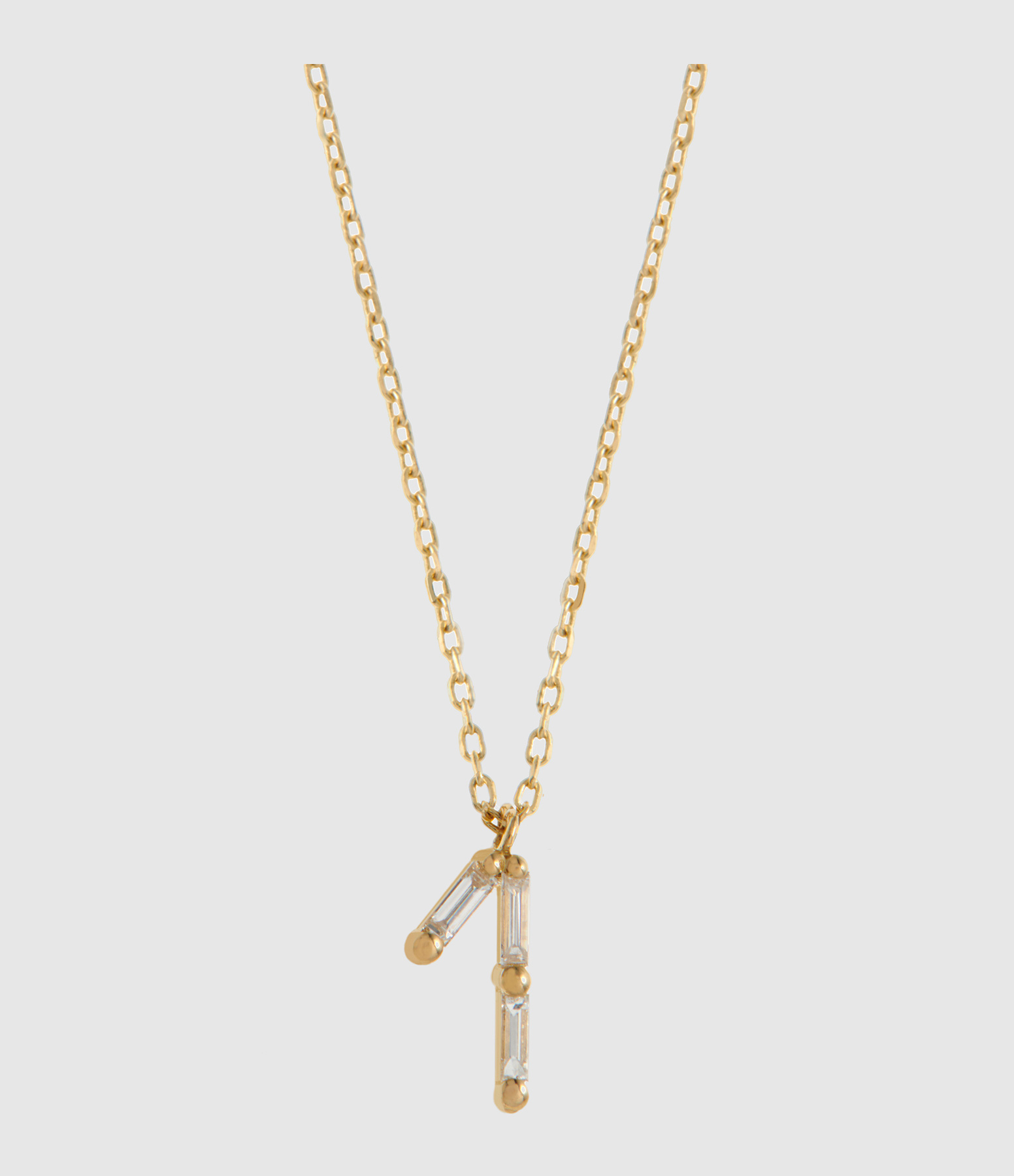 Number 1 Yellow Gold Diamond Necklace