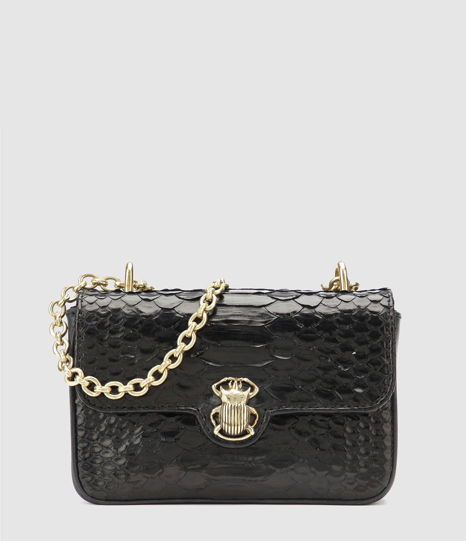 Black Ava Mini Python Bag