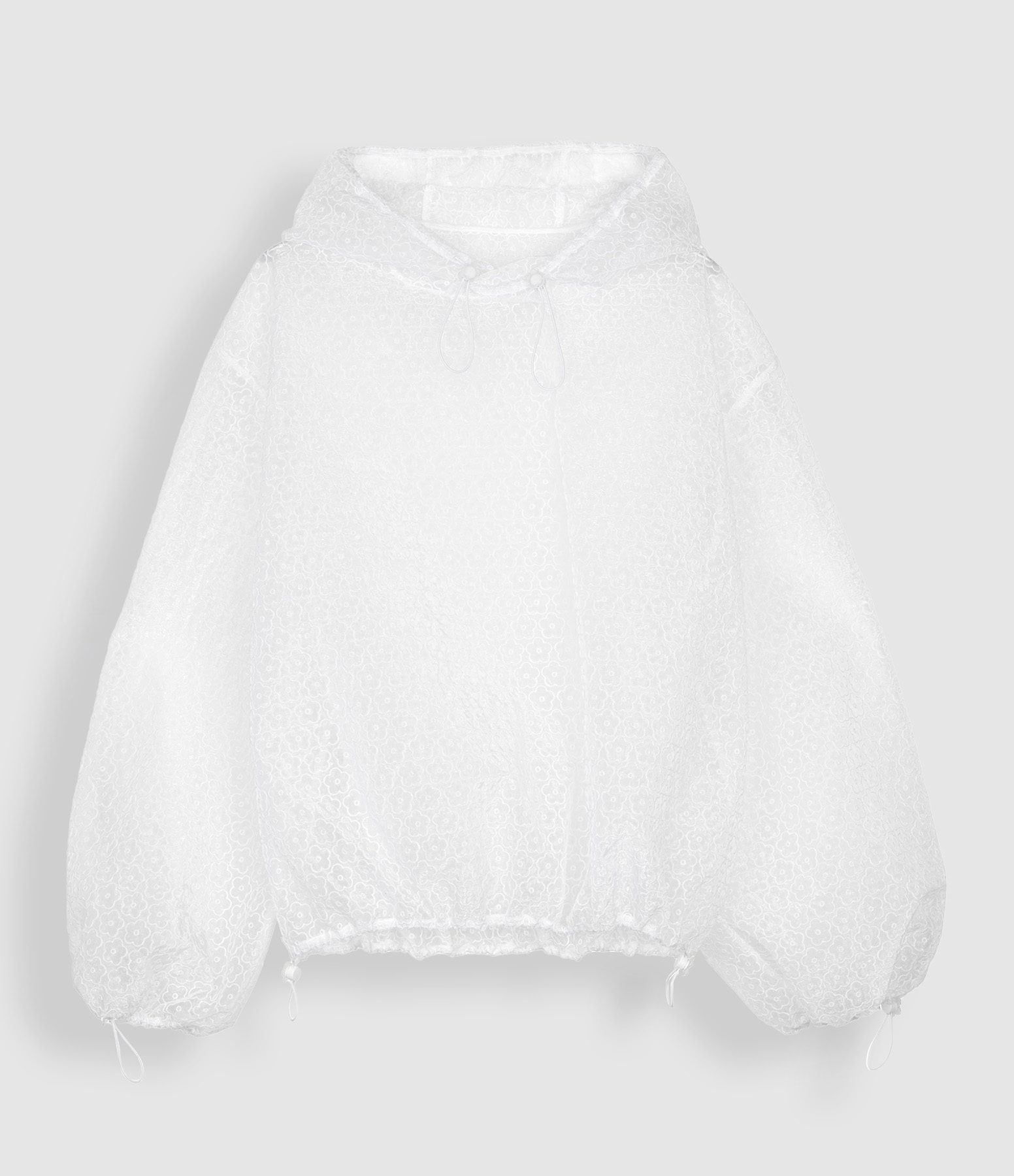 White Blouse with Hood and Drawstrings