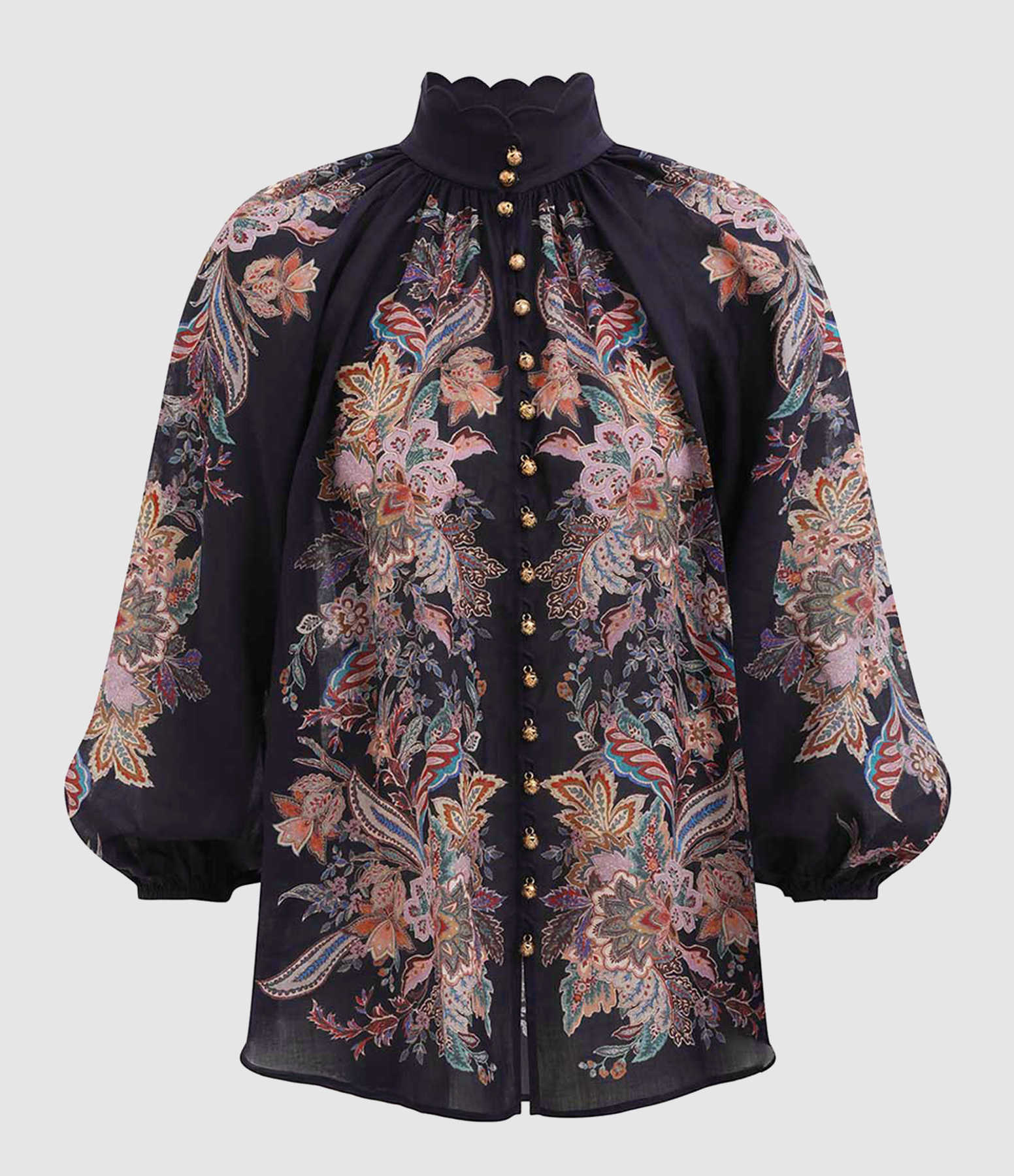 Rhiannon Blouse  Navy Multi Paisley
