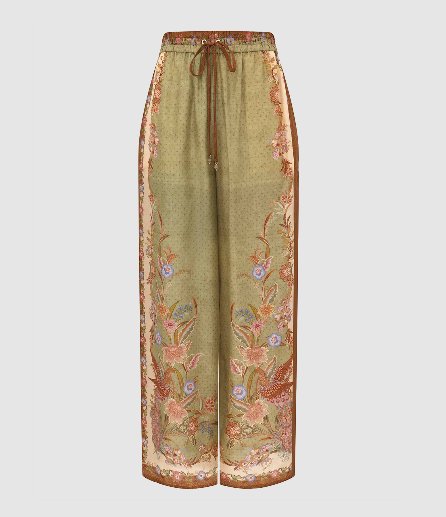 Khaki Trousers with Floral Scarf