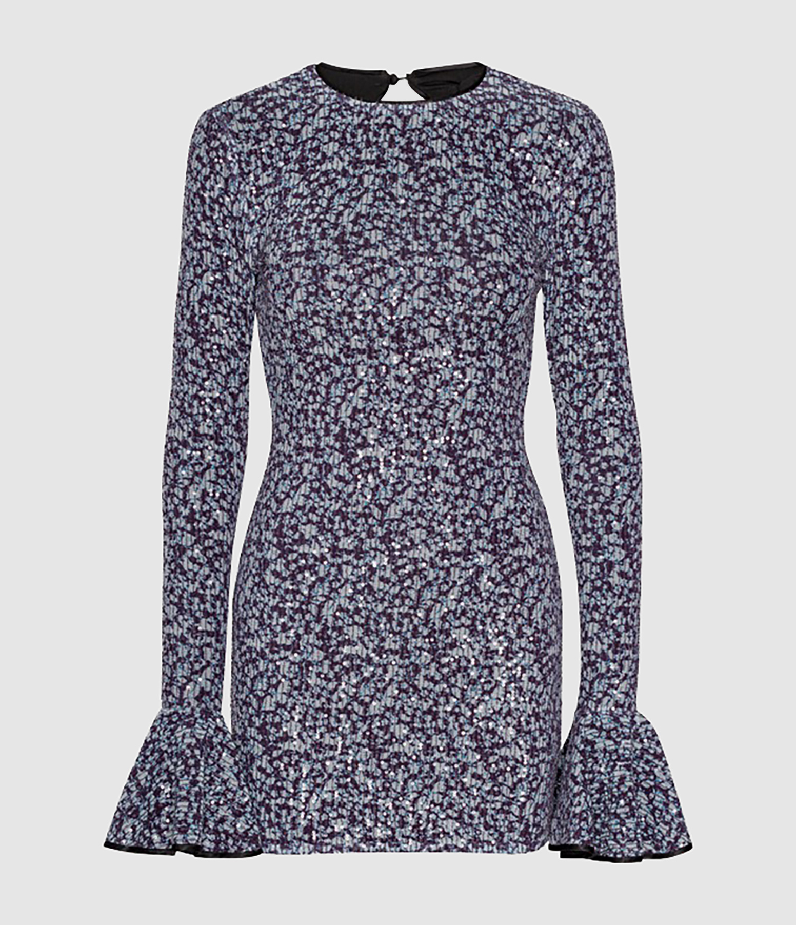 Vibrant Floral Outline Mini Sequin Dress