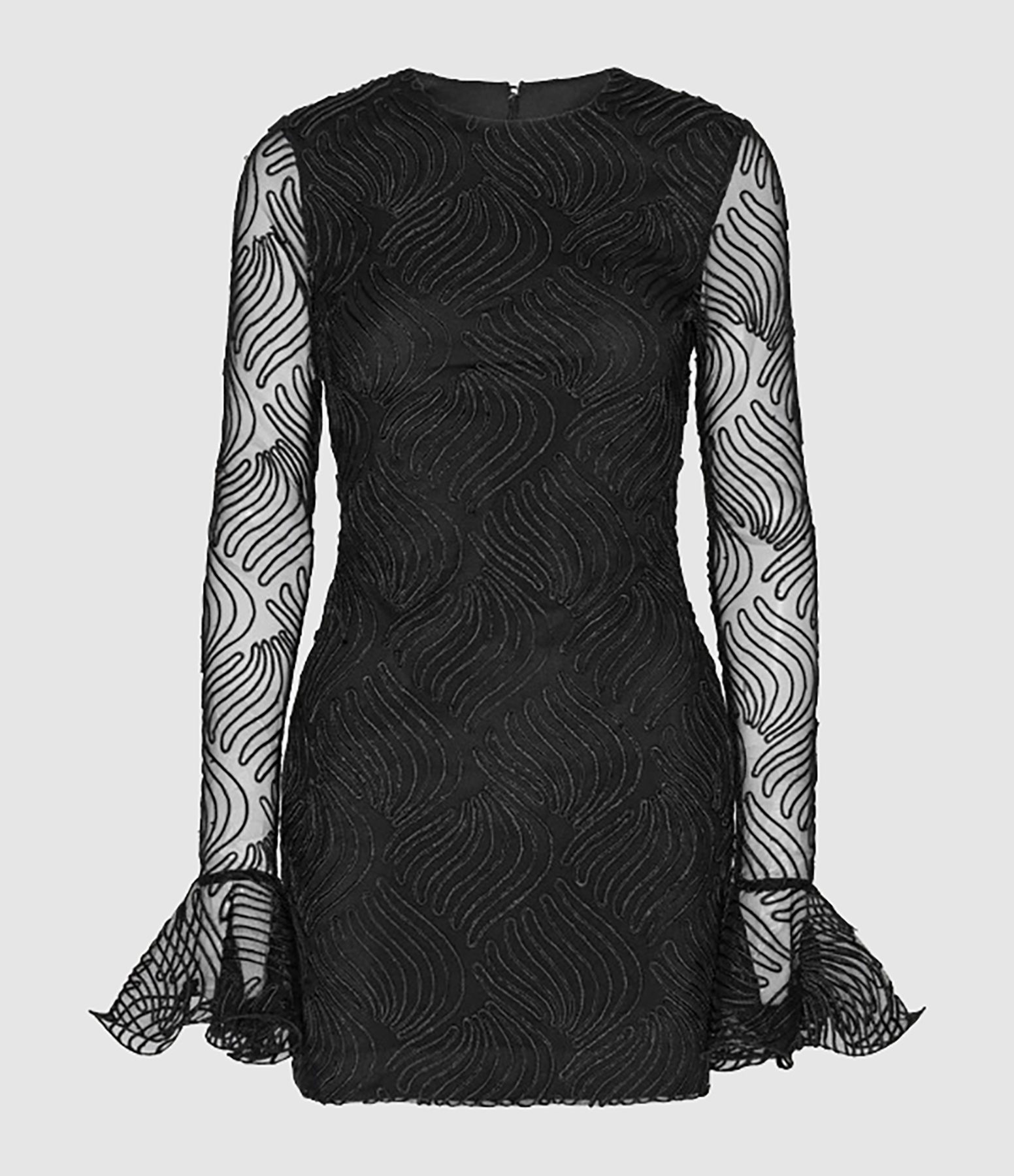 Shiny Mini Flounce Black Dress