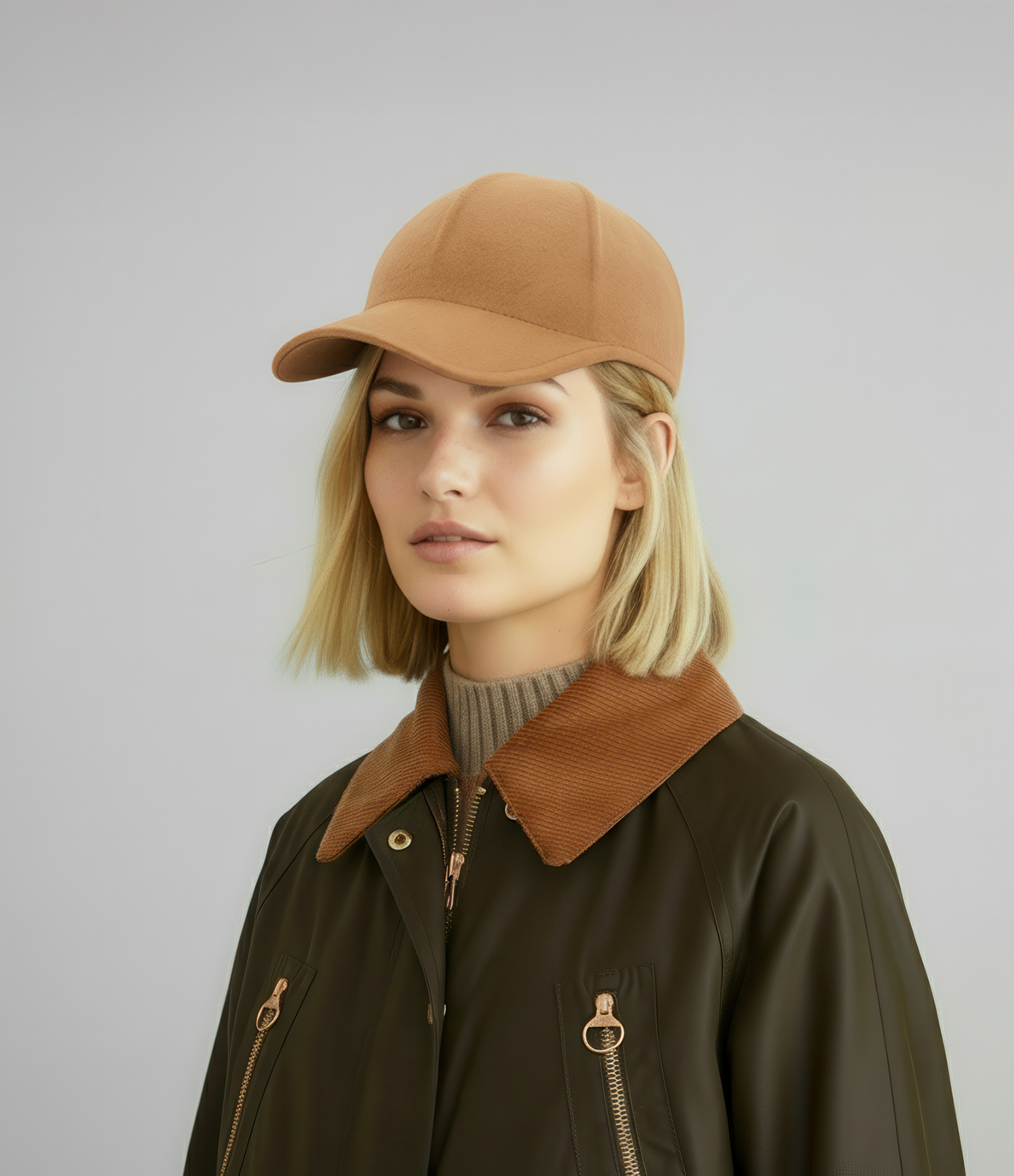 Camel-coloured Felt Cap