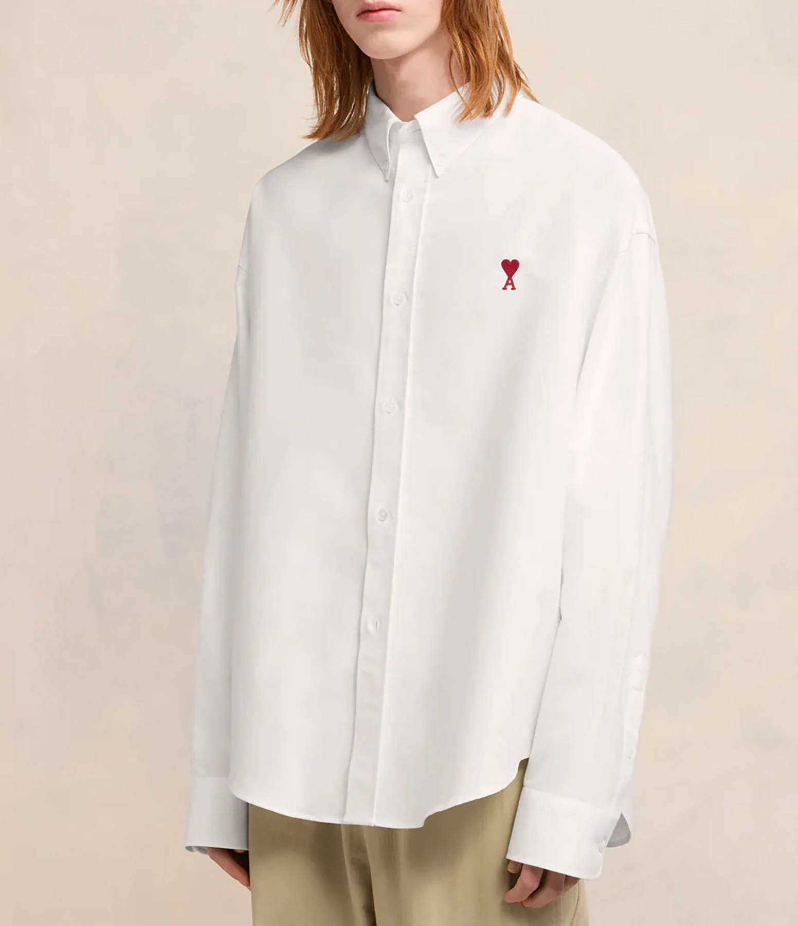 White and Red ‘Ami de Cœur’ Button-Down Shirt