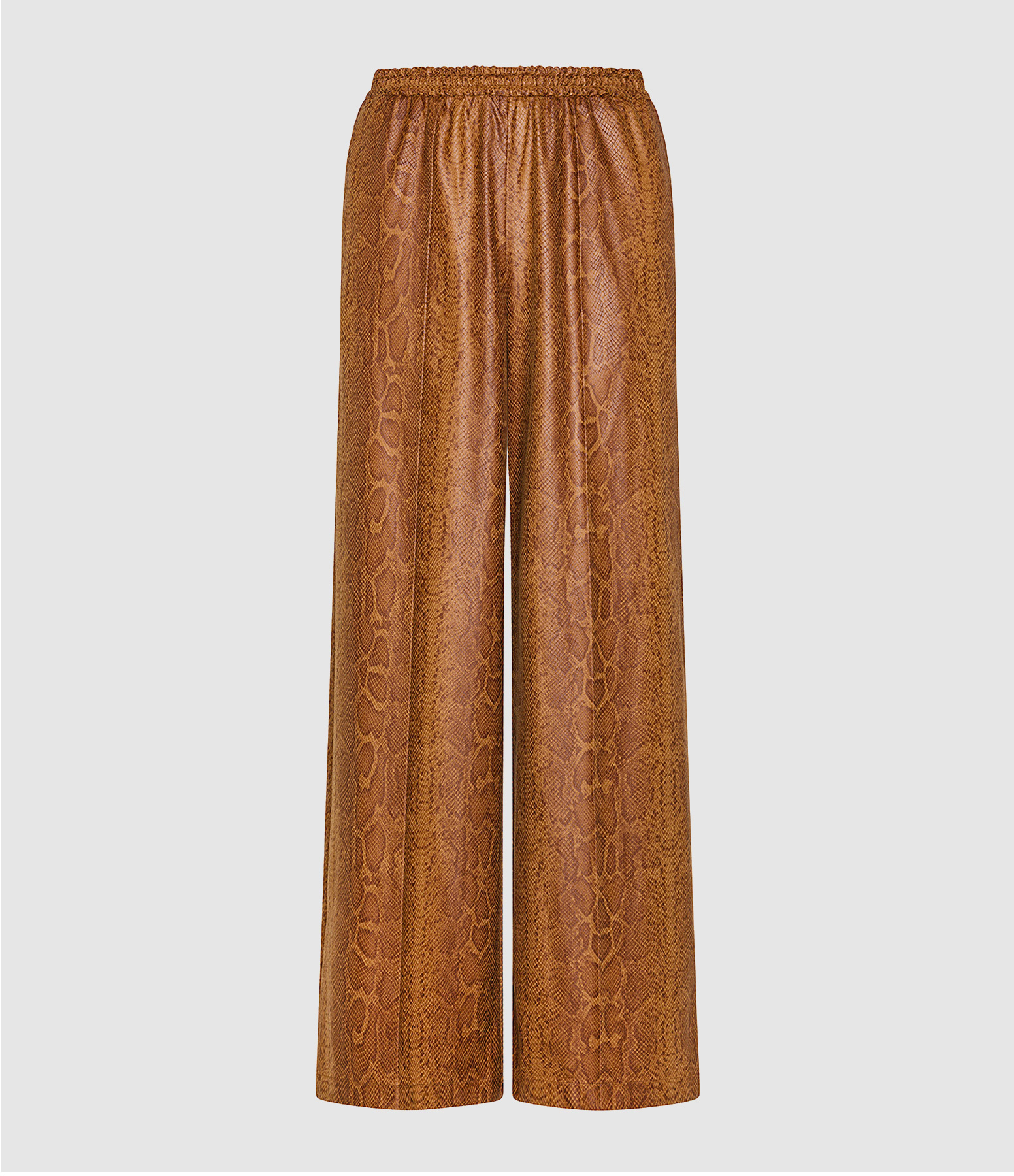 Hazelnut-Coloured Python-Print Trousers