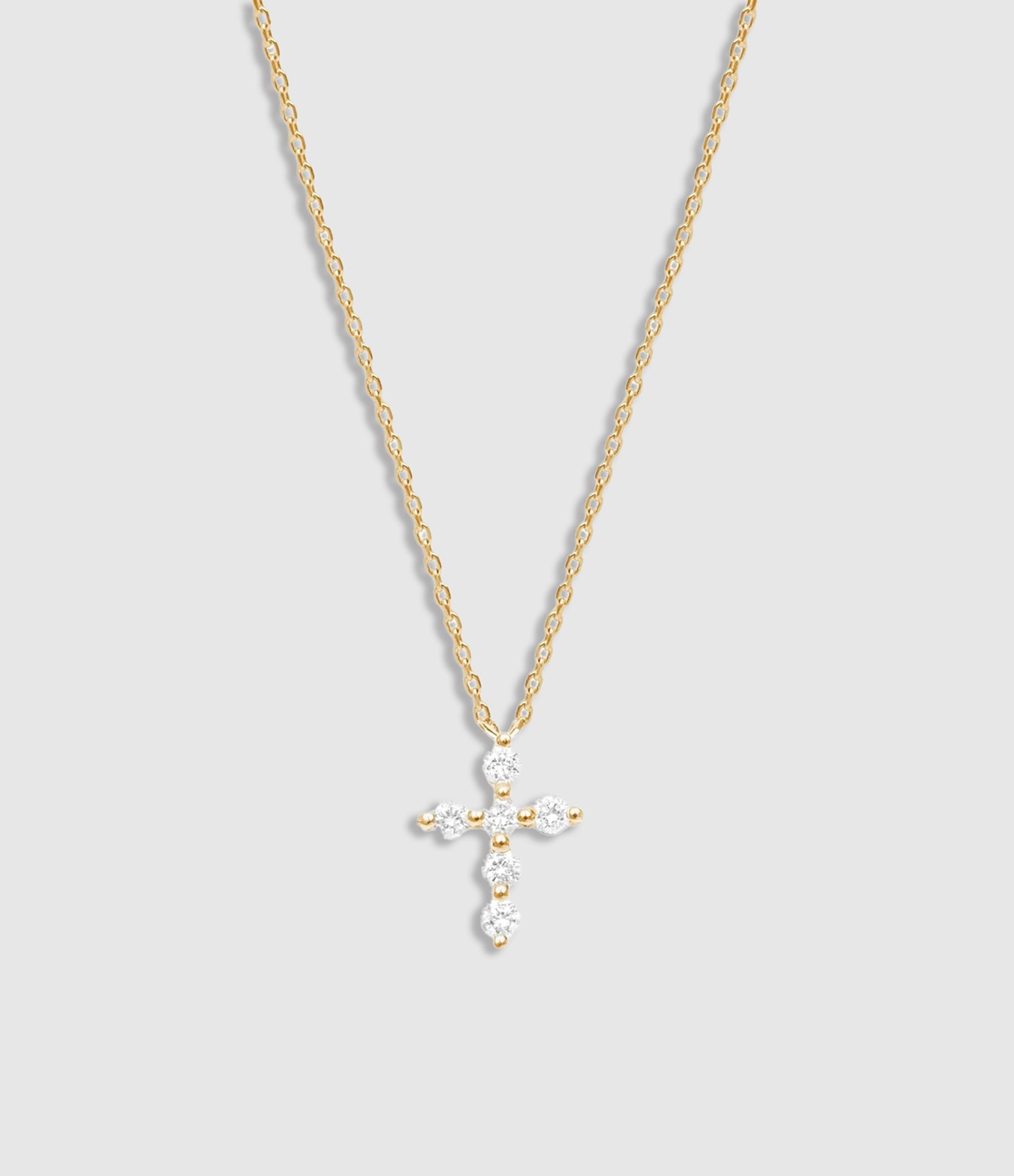 Magic Touch Cross Diamond Necklace in Yellow Gold