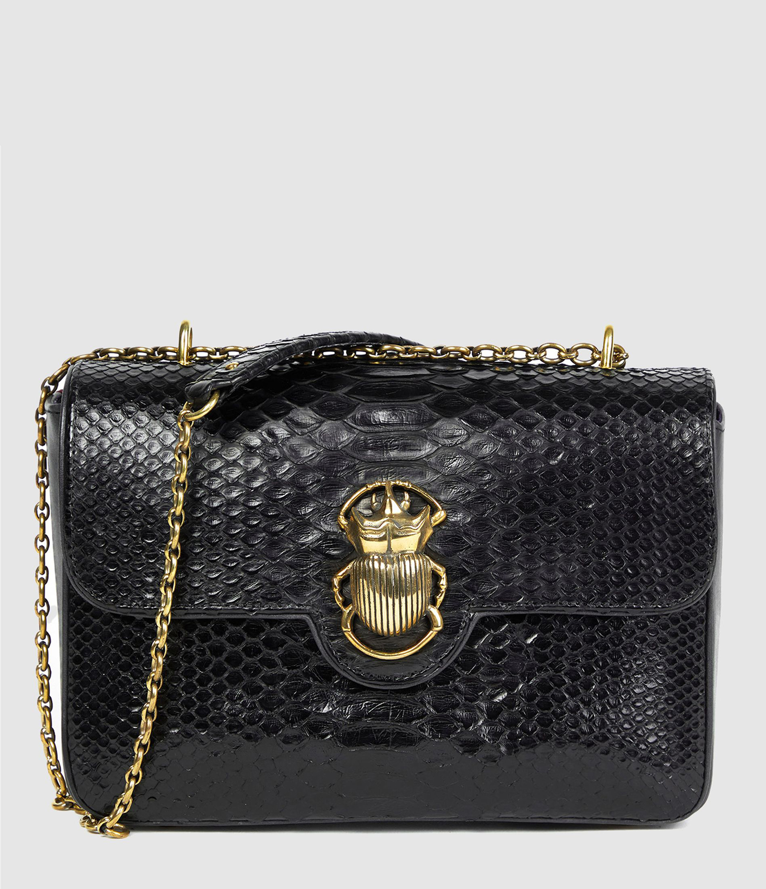 Big Ava Black Python Bag