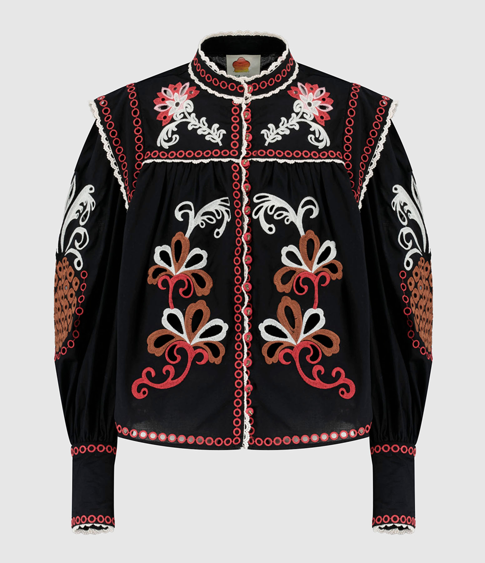 Cashew Mandala Richilieu Black Blouse