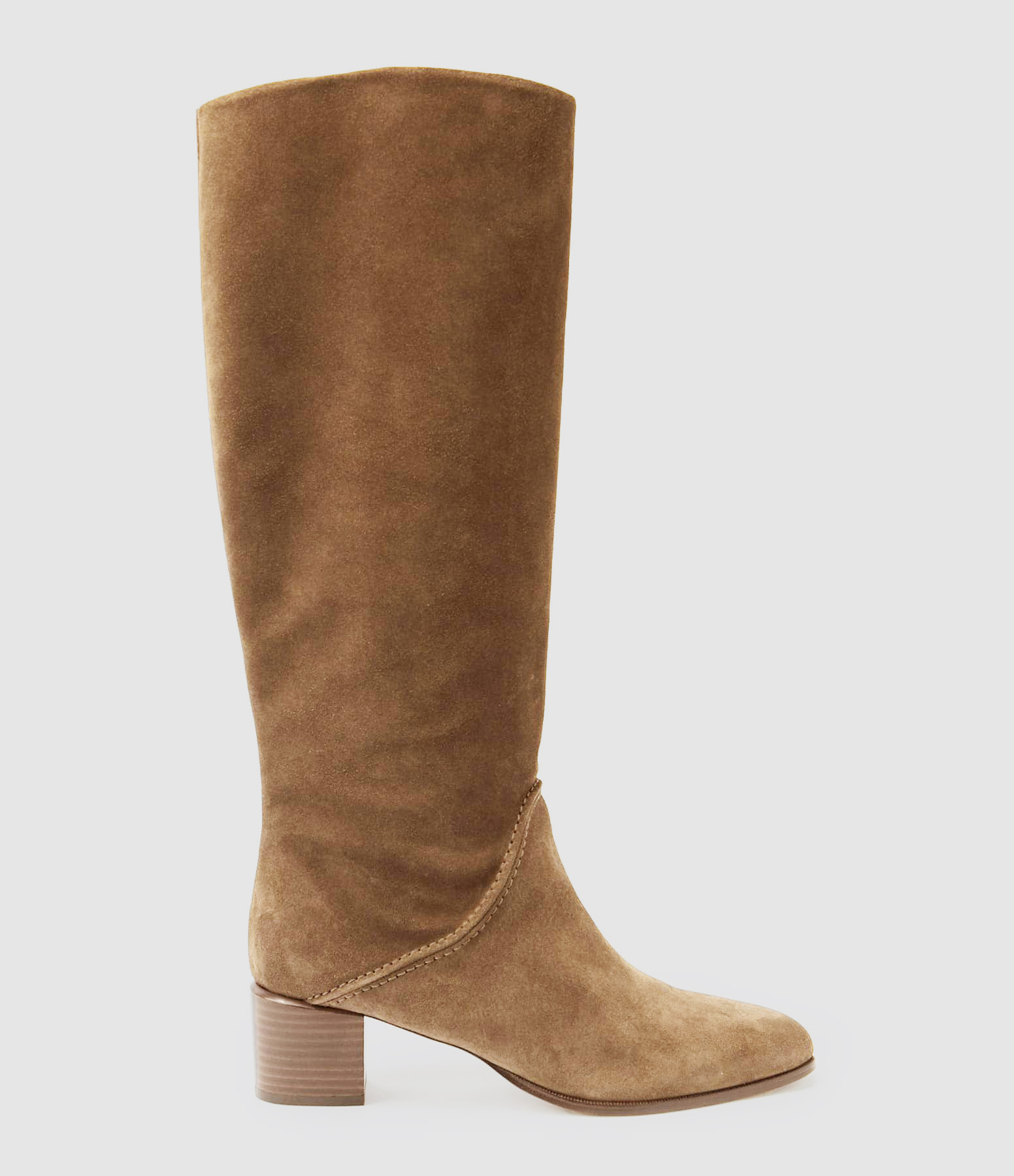 45mm Suede Leather Boots in Coffee Brown