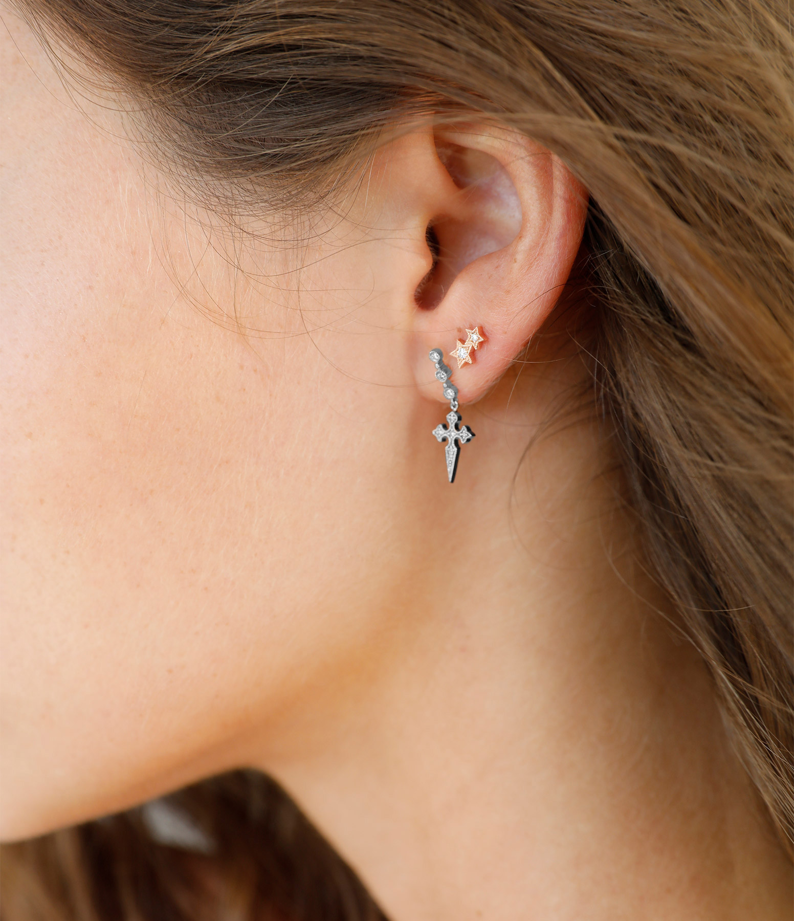 Blood Diamonds Black Gold Barrette Earring (sold individually)