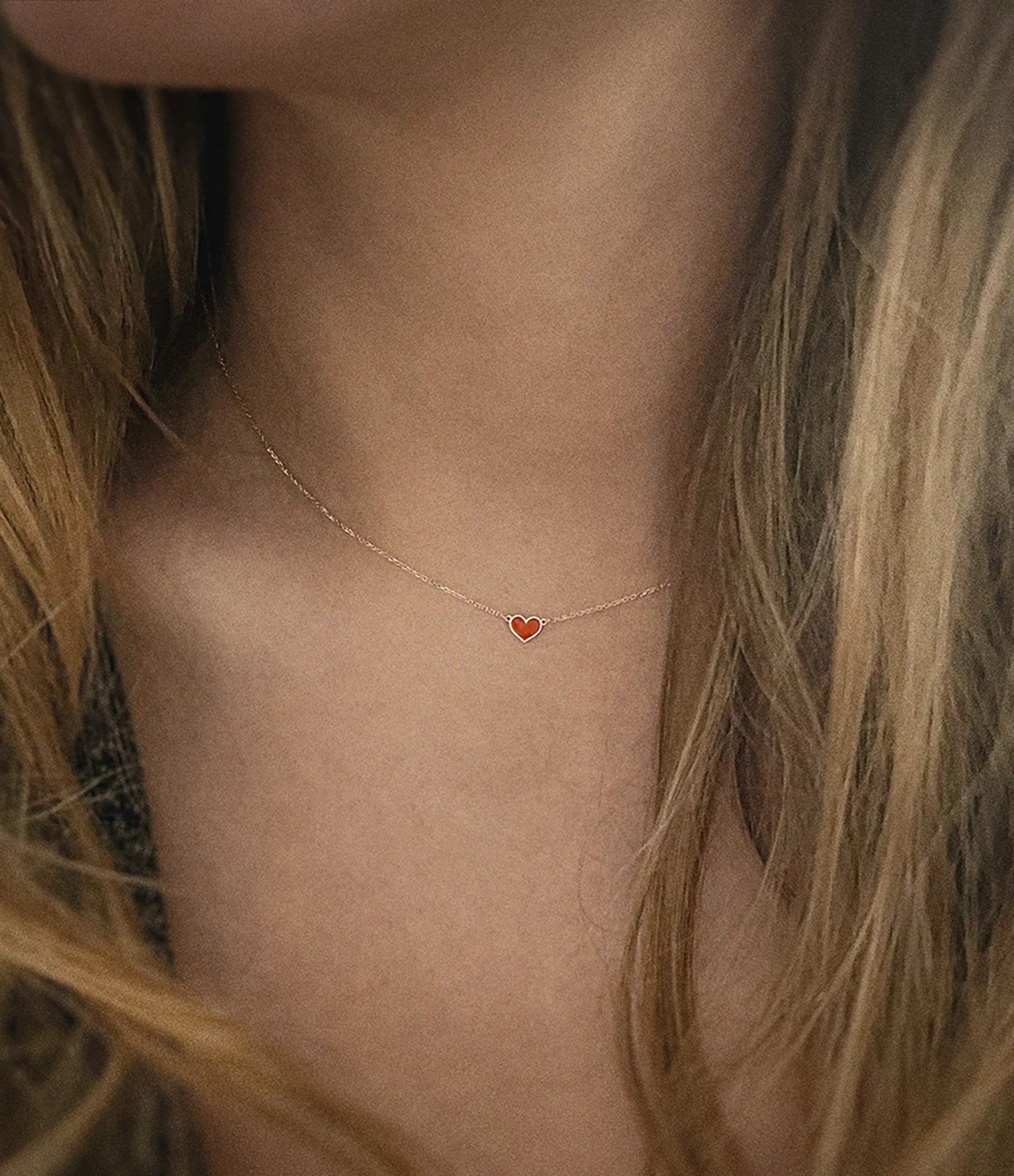 Rose Gold Red Heart Emoji Necklace