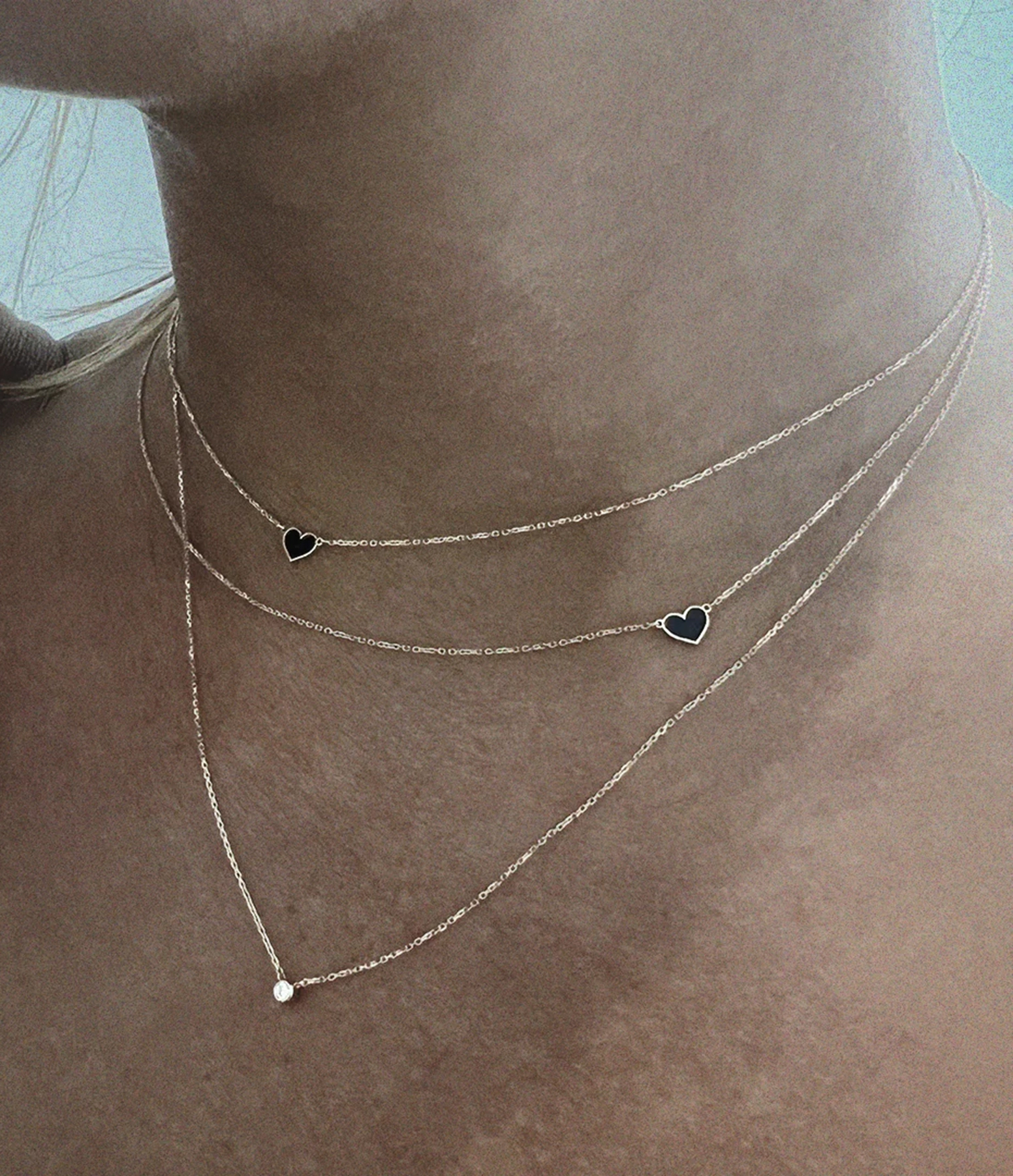 Black and Rose Gold Heart Emoji Necklace