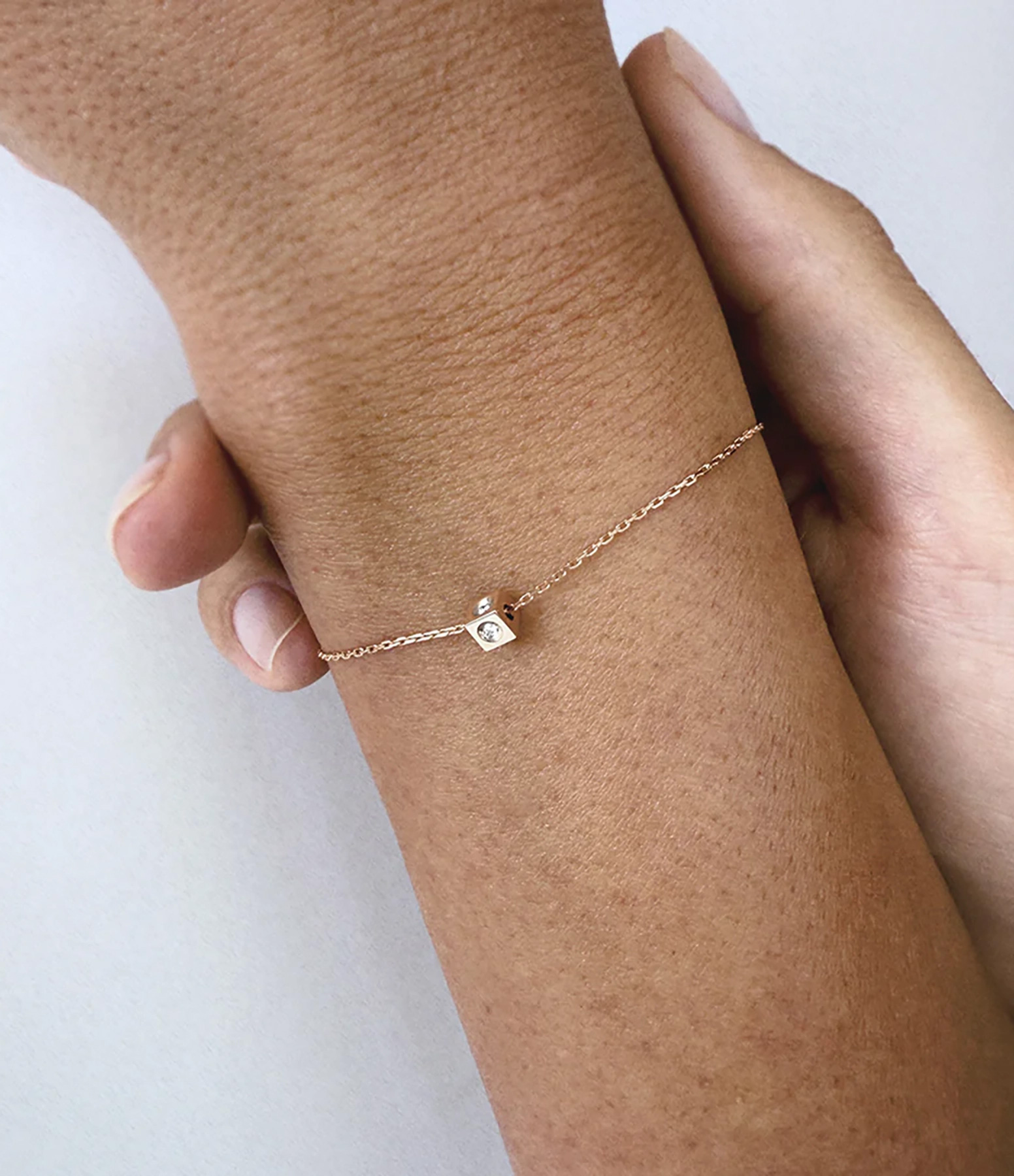 Cubix Bracelet with 4 Diamonds in Rose Gold