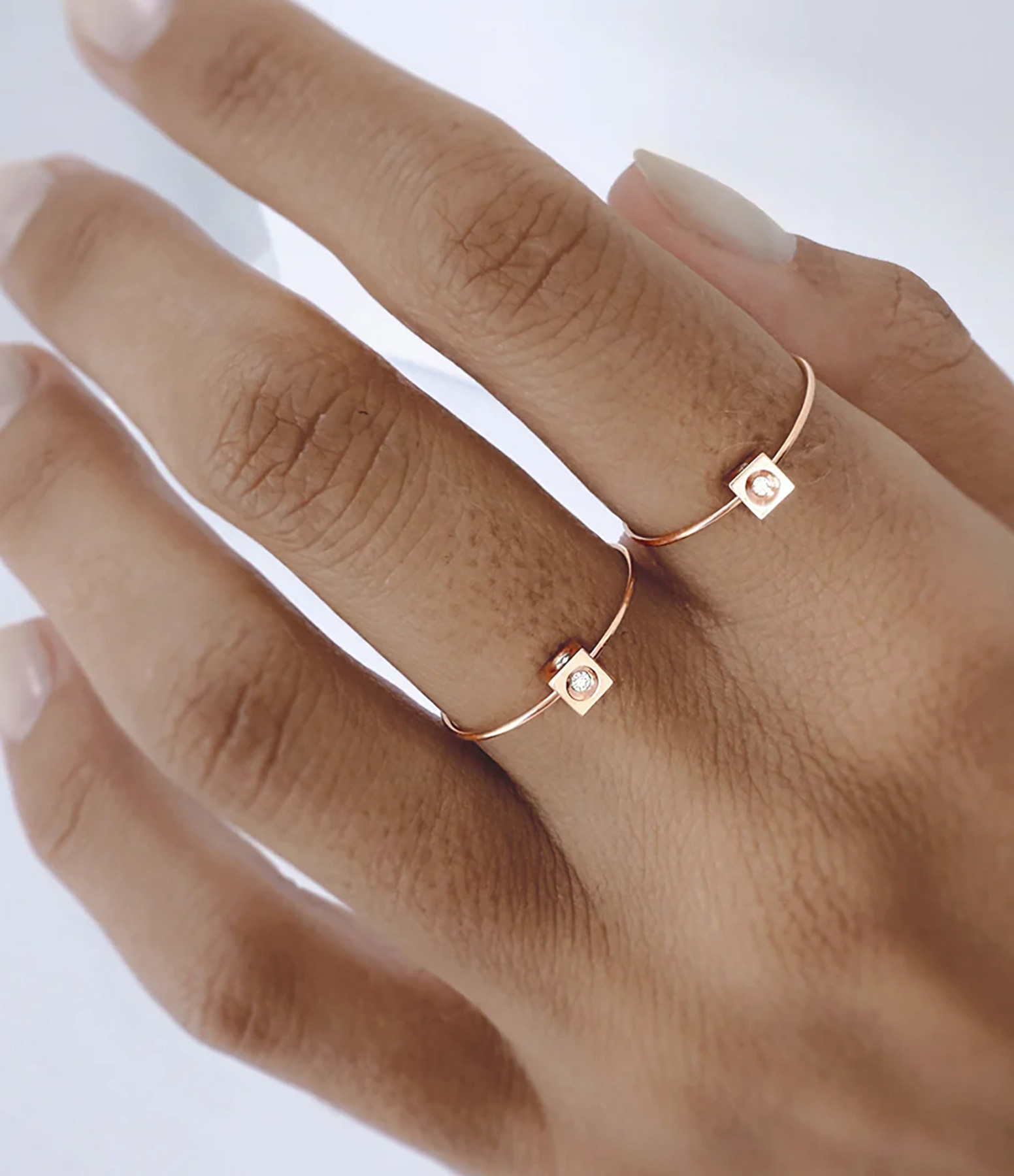 Cubix Ring with 4 Diamonds in Rose Gold