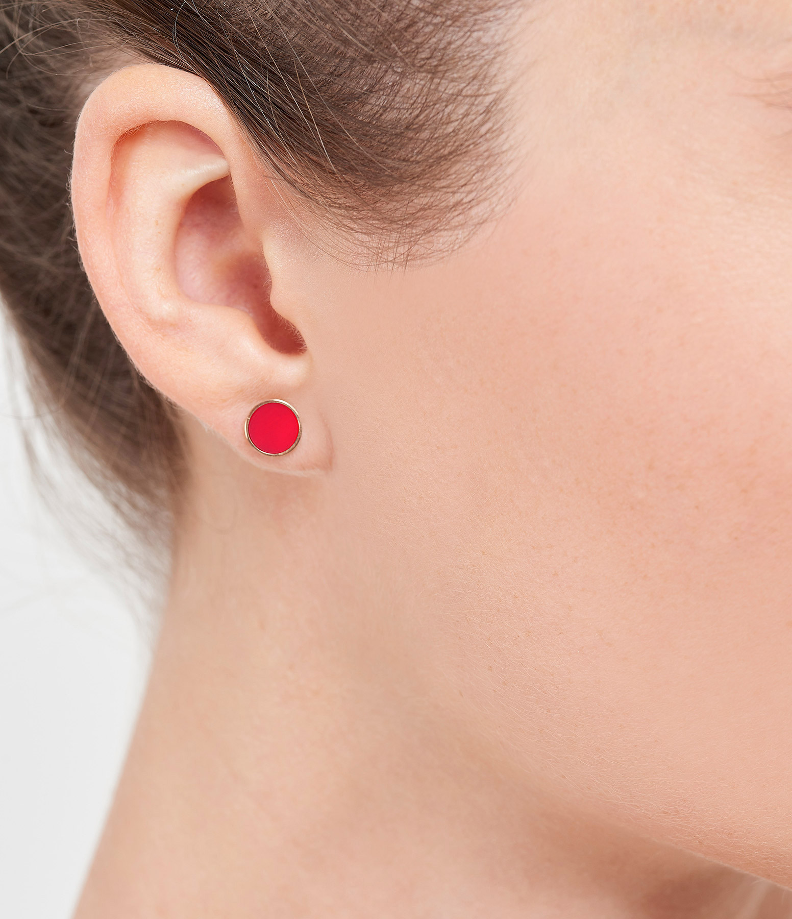 Ever Disc Coral Rose Gold Earrings