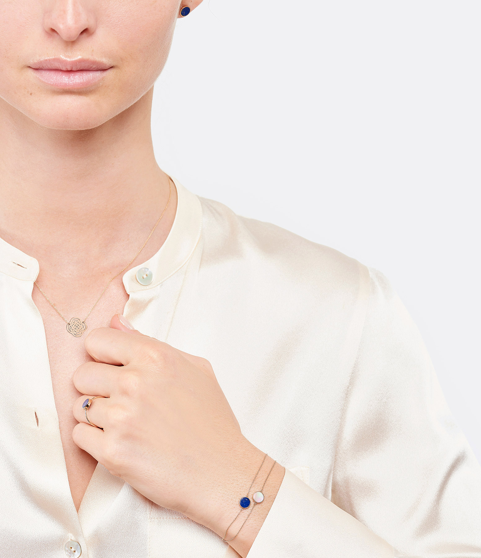 Ever Mini Disc Bracelet in Pink Mother-of-Pearl and Rose Gold