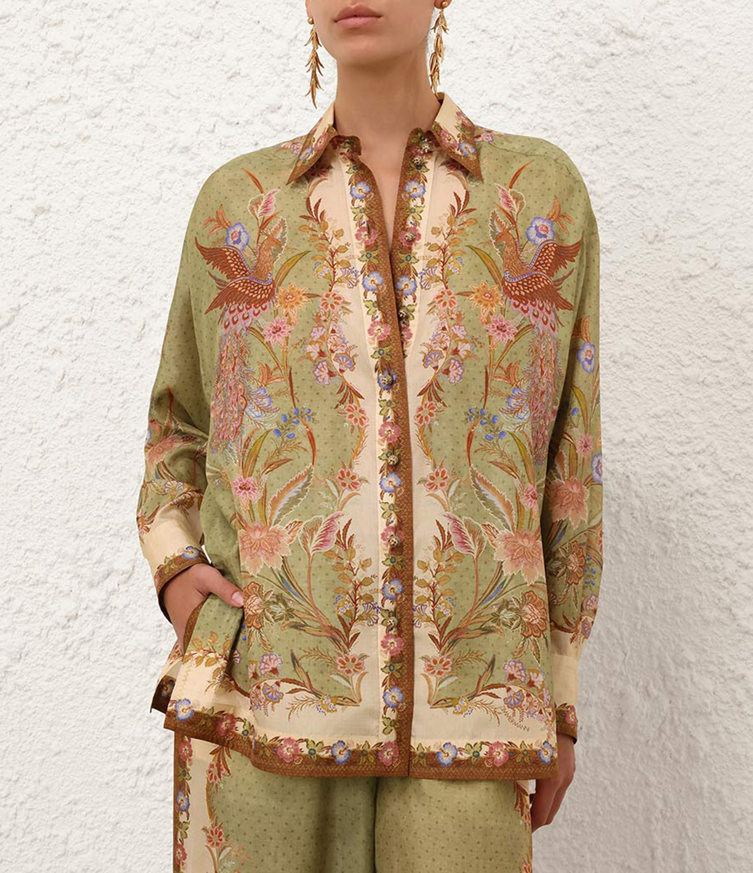 Floral Khaki Scarf Top