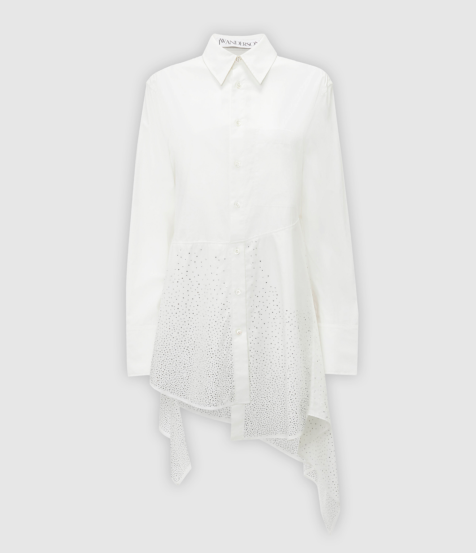 Crystal Hem White Shirt Dress