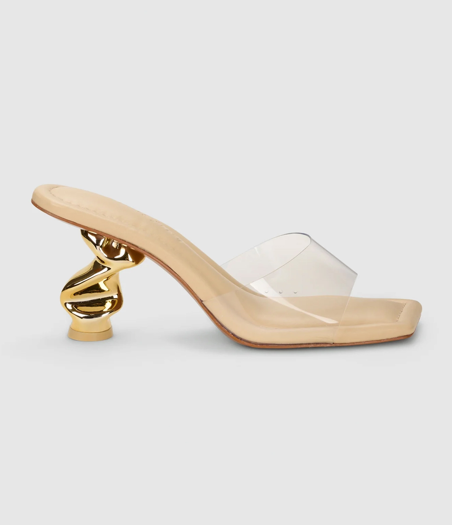 Beige Scrunch Heeled Sandals