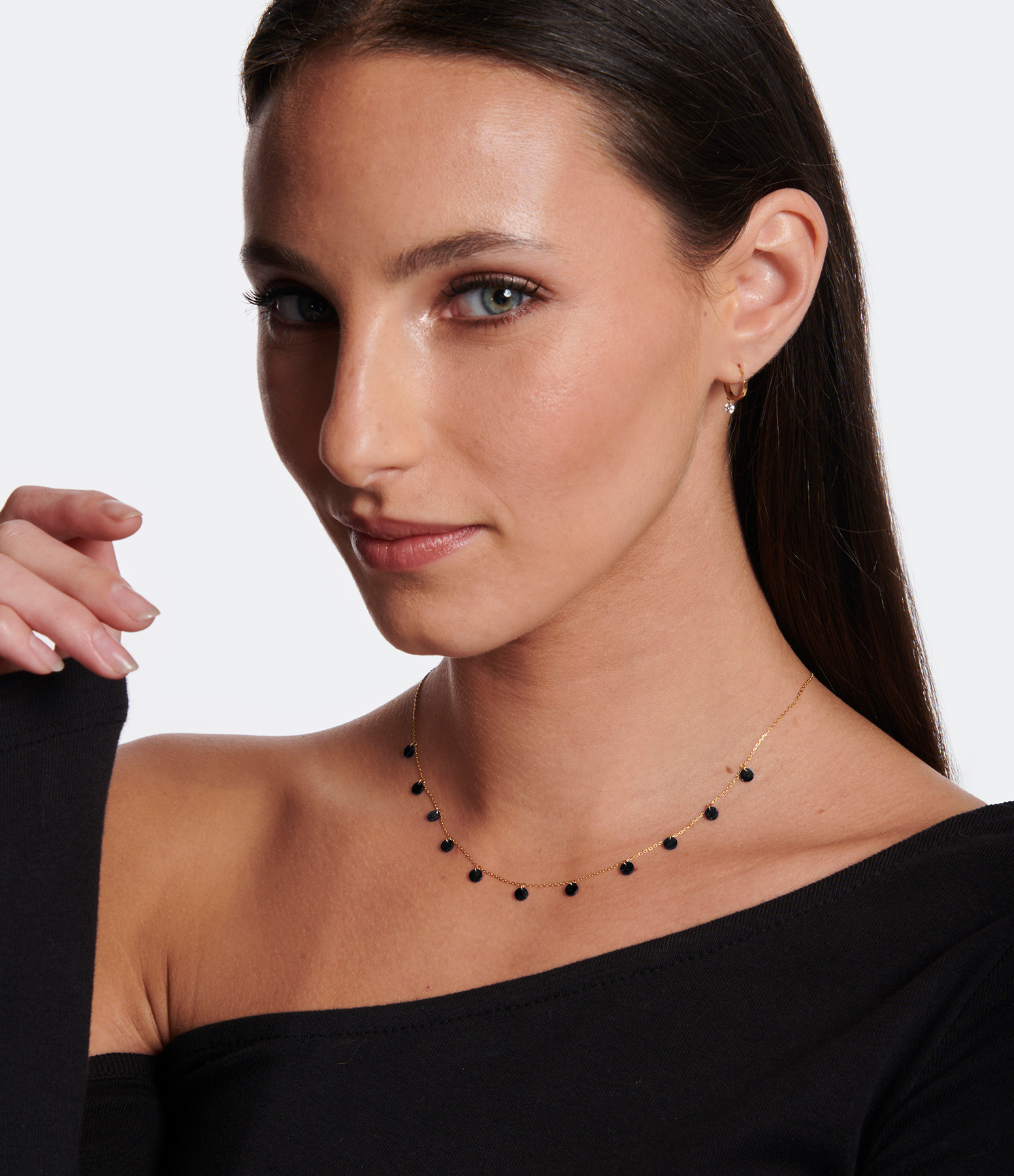 Rose Gold Polka Onyx Necklace