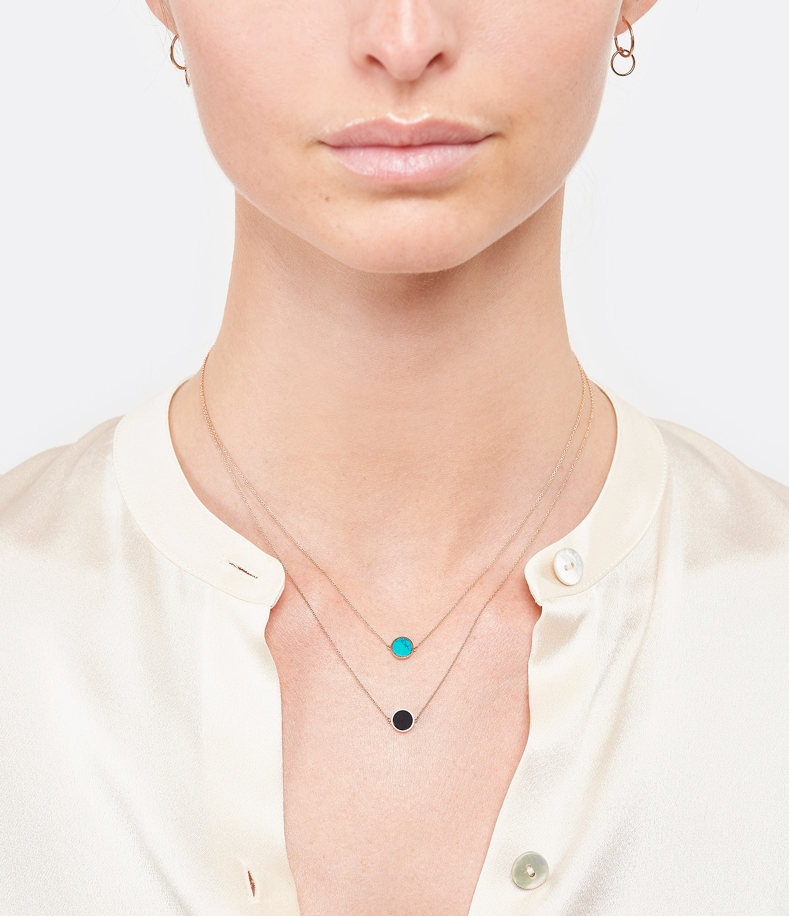 Ever Mini Disc Onyx Rose Gold Necklace