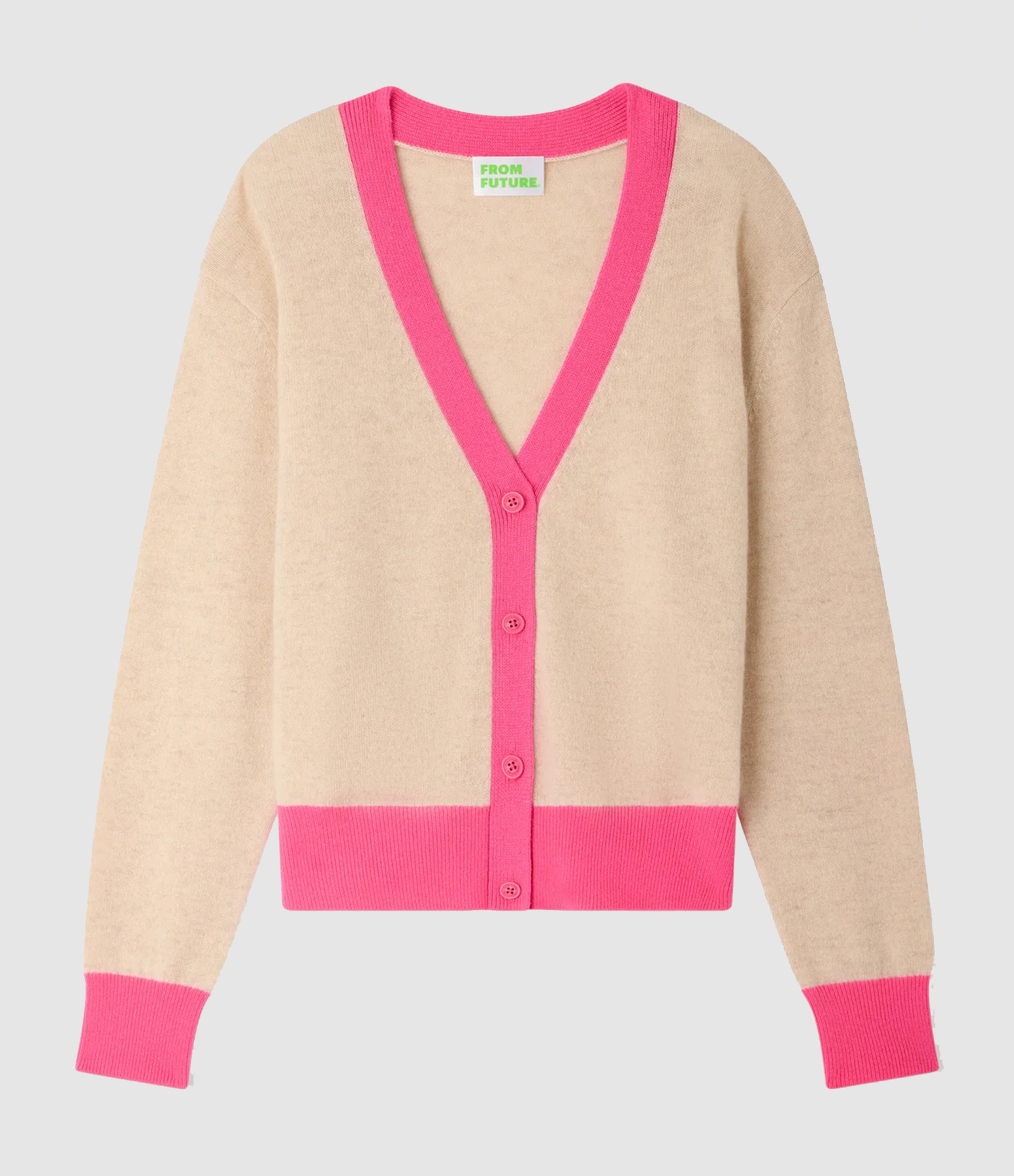Two-tone marl beige cardigan jumper