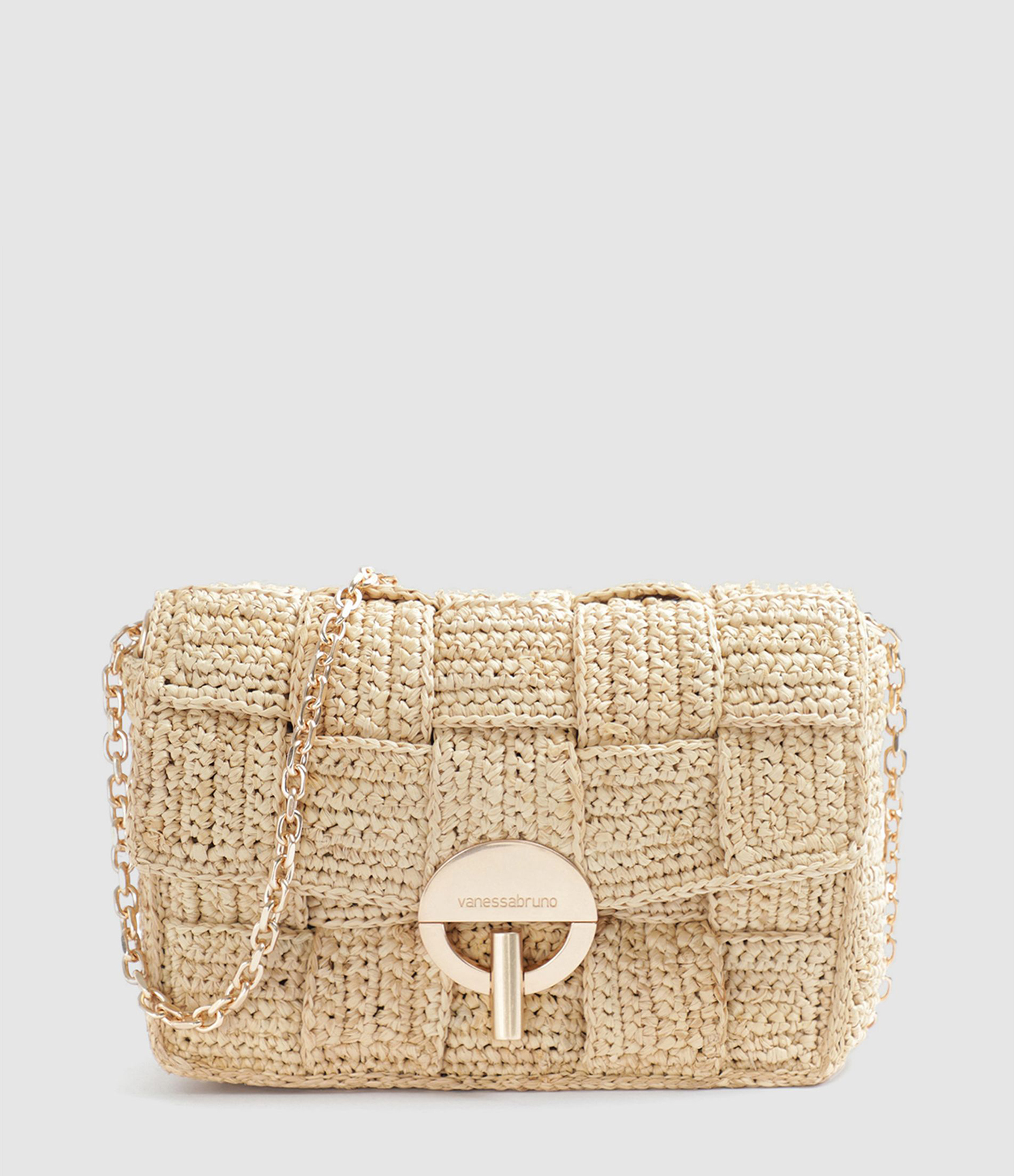Medium Moon Bag in Natural Raffia