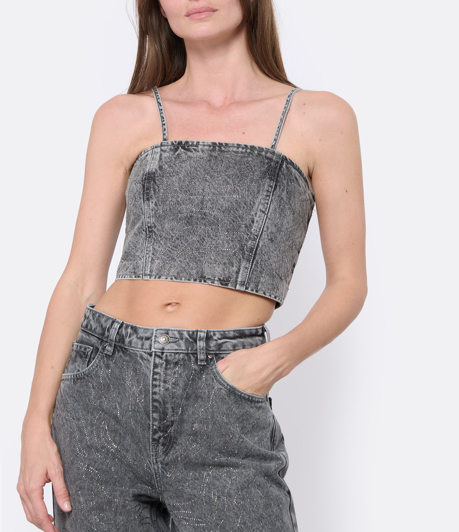 Emili Grey Denim Top