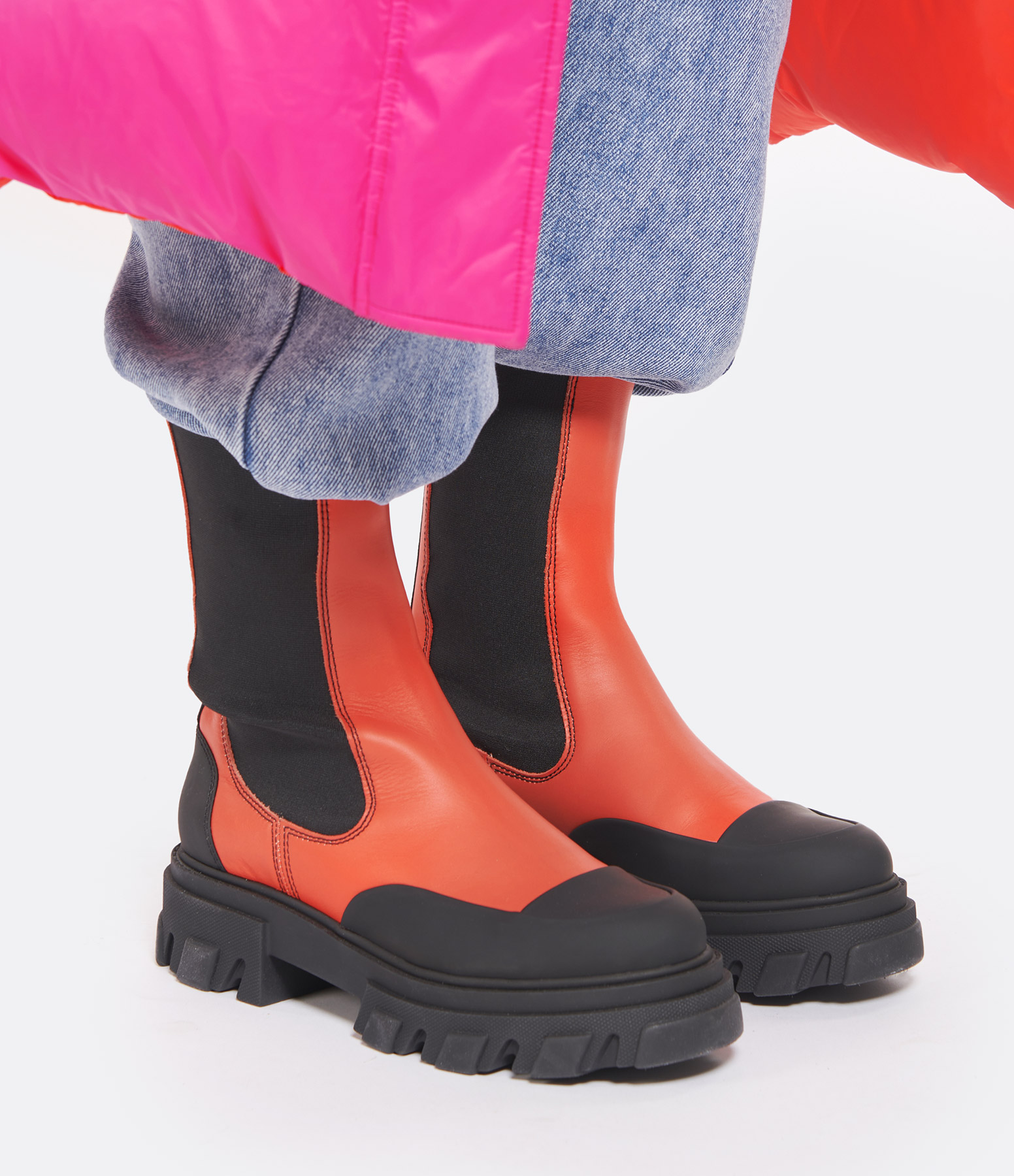 Paprika Leather Ankle Boots