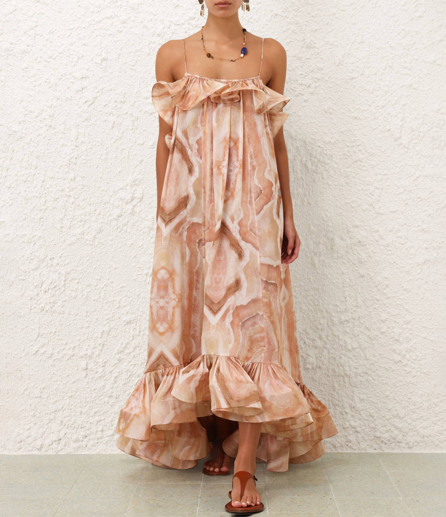 Illuminate Guava Agate ruffled dress