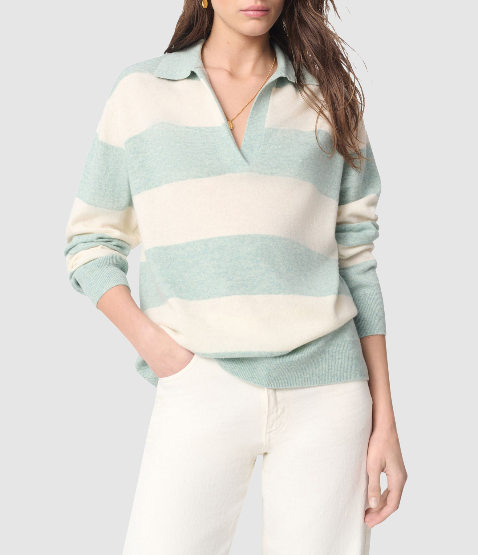 Gillian Jumper – Ecru and Green