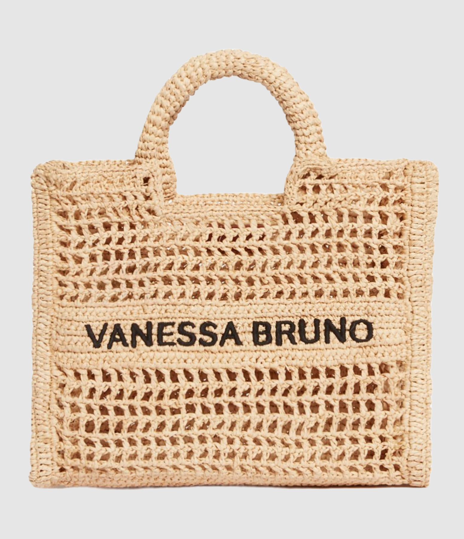 Small Black and Sand-Coloured Raffia Basket